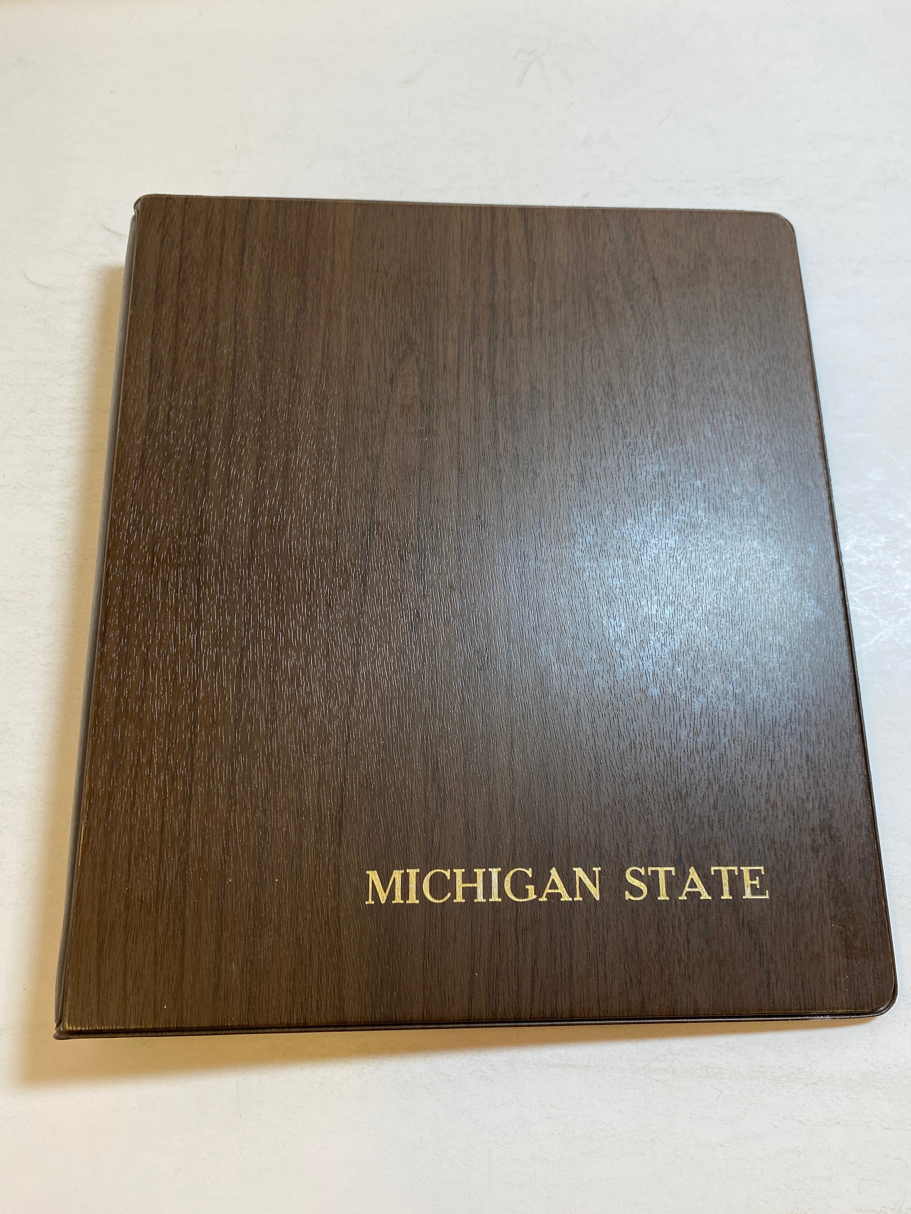 Vintage Michigan State (MSU) Woodgrain Three Ring Binder