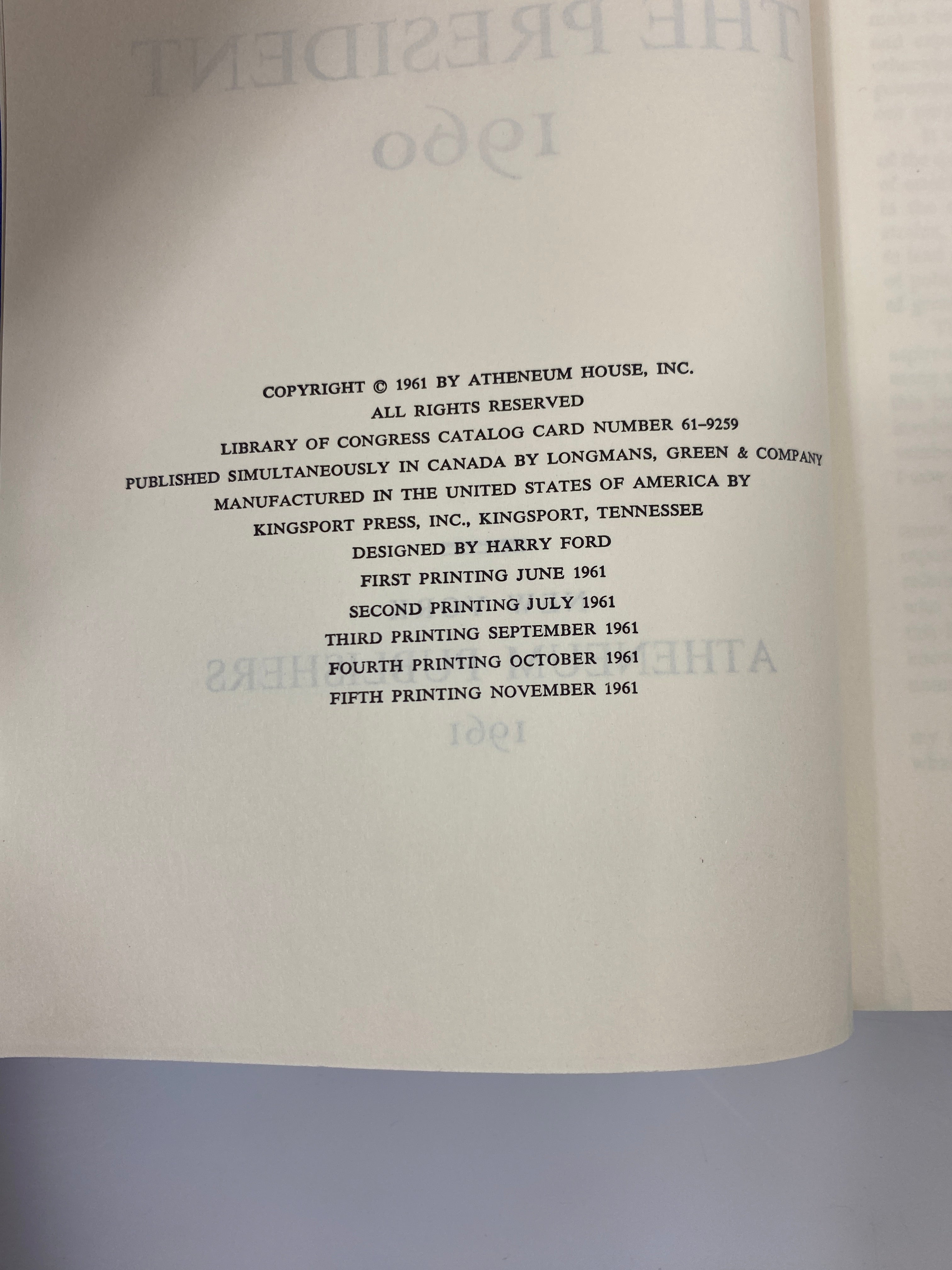 The Making of the President Theodore White 1961 HCDJ
