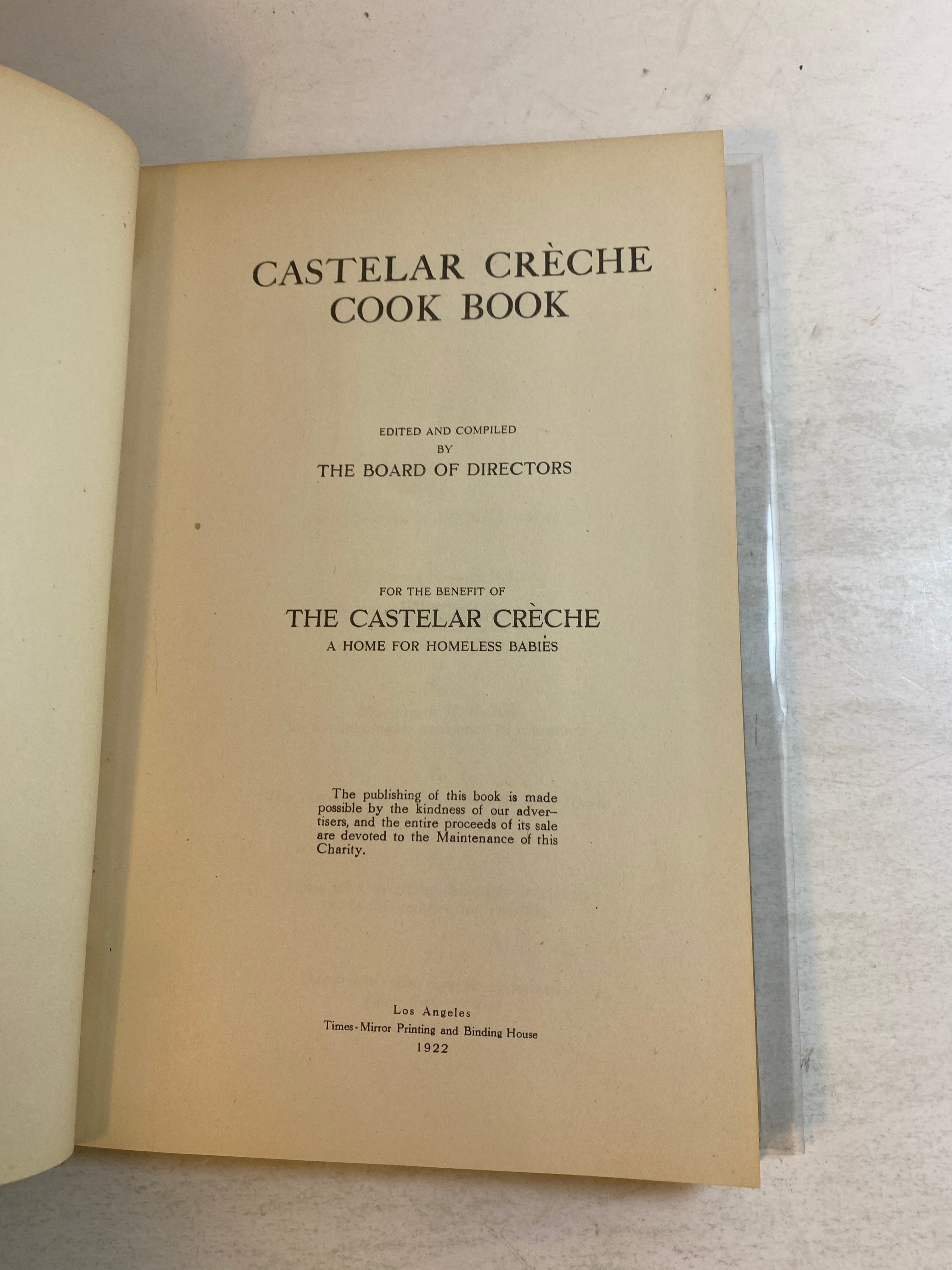 Castelar Creche Cook Book HC 1922