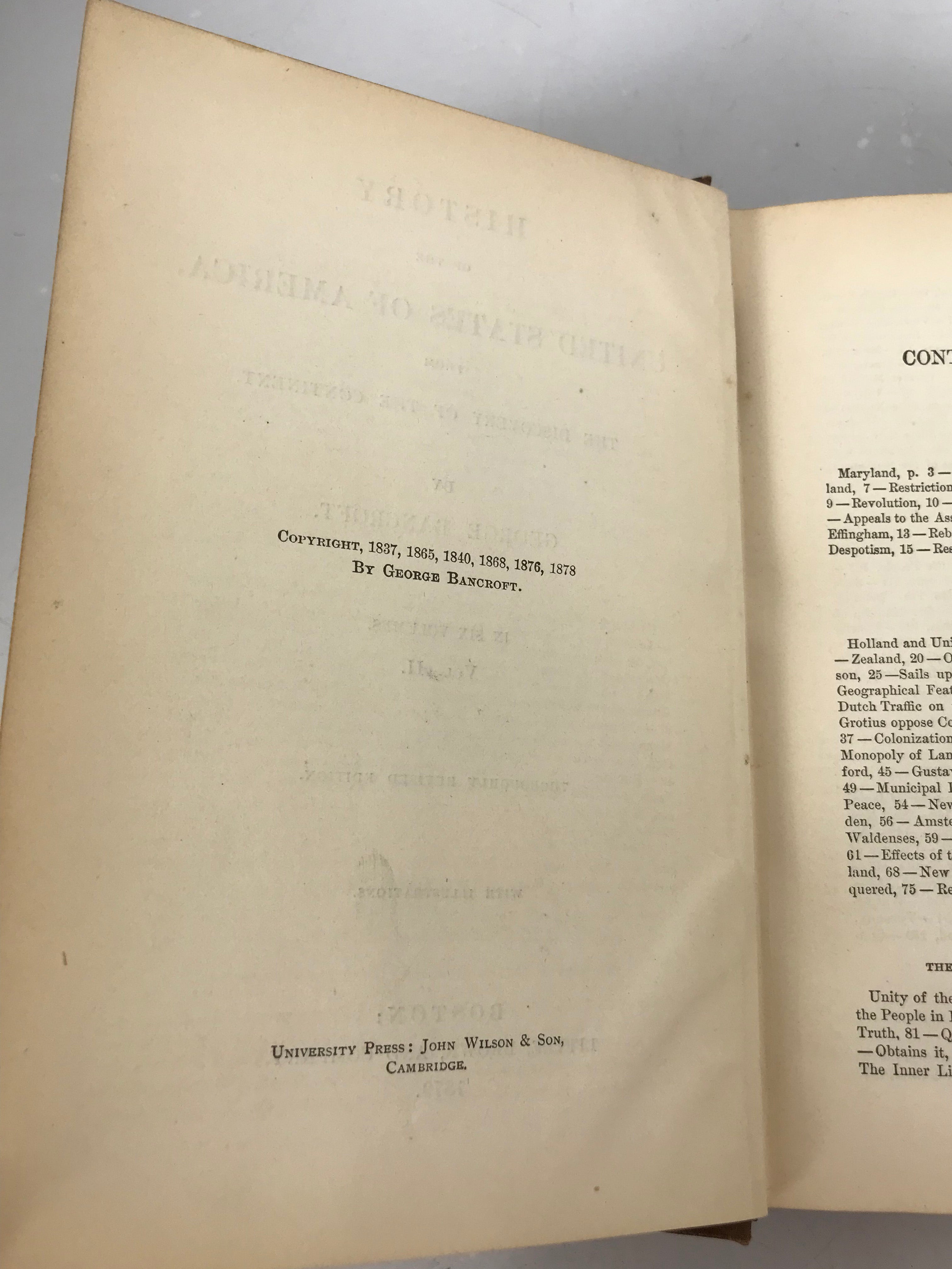 History of the United States of America by George Bancroft Vols 1-6 1879 HC