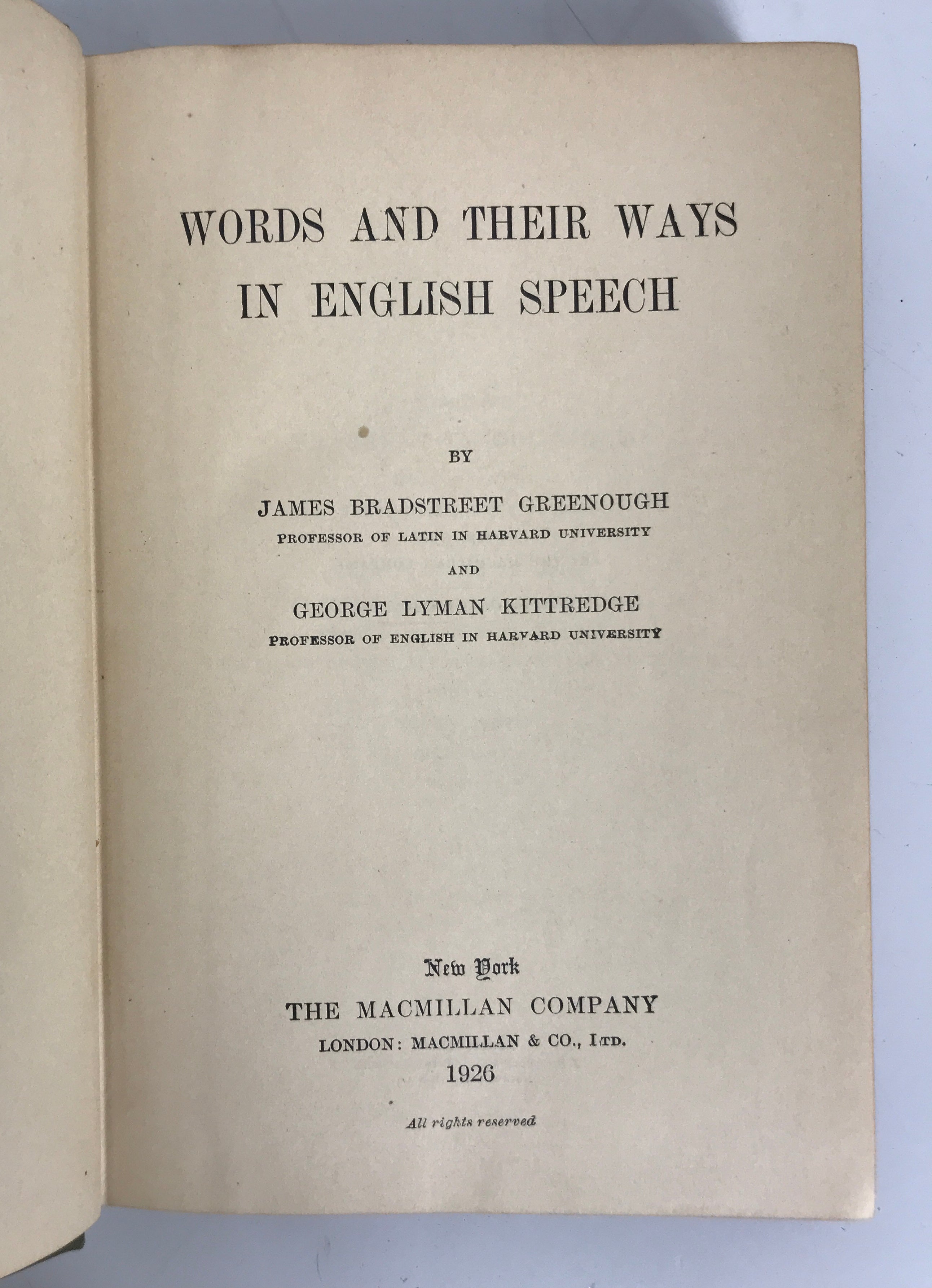 Words and Their Ways in English Speech Greenough 1926 HC