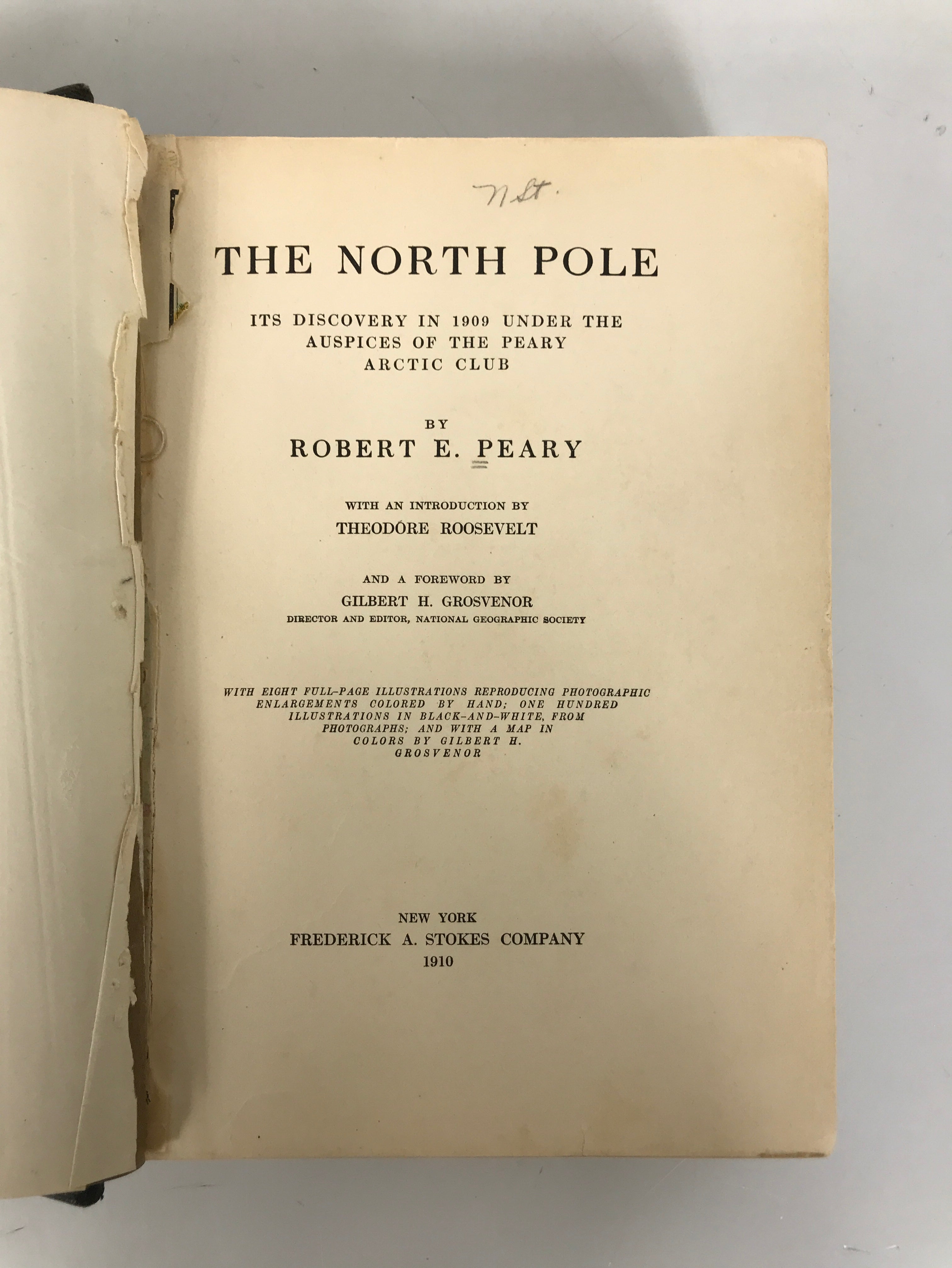 The North Pole Robert Peary 1910 w Roosevelt Intro HC Ex-Library