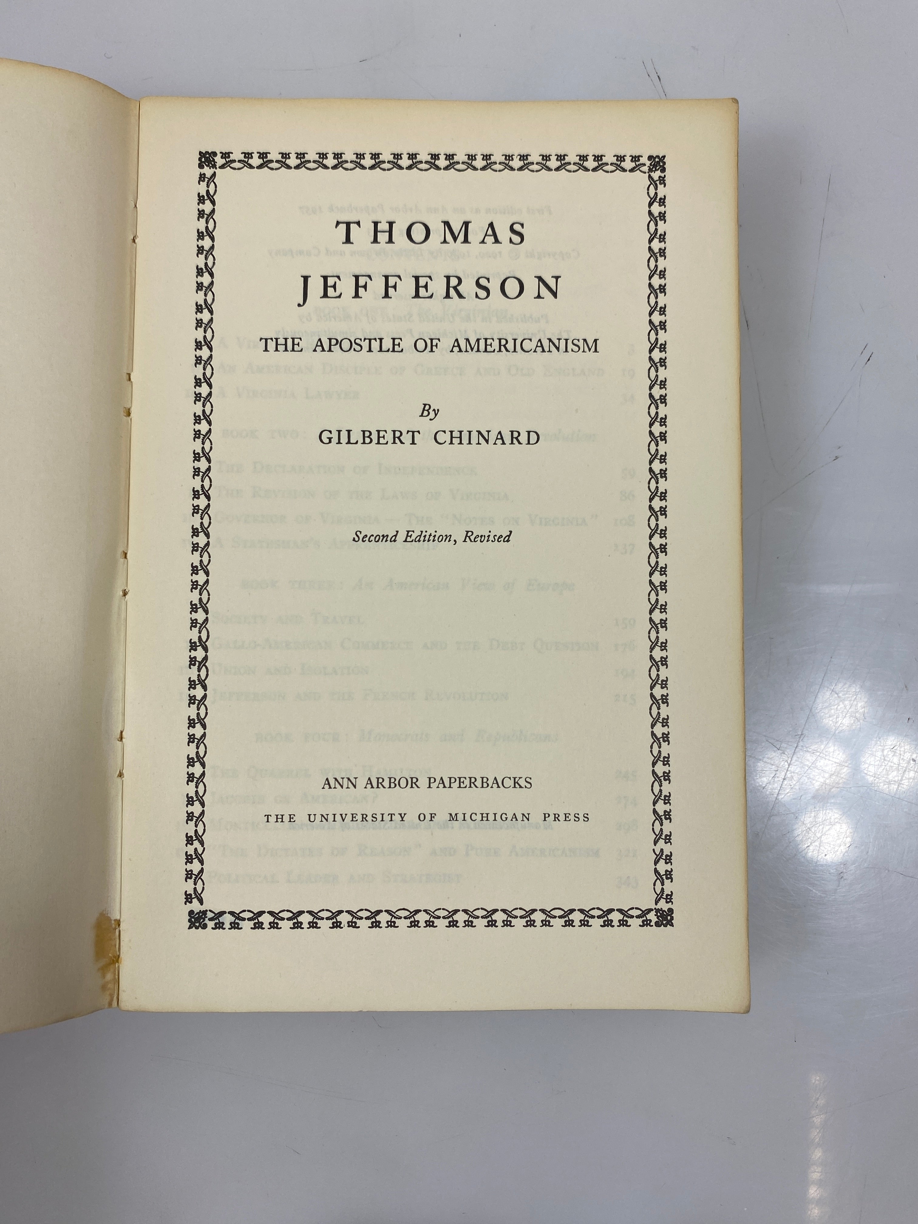 Thomas Jefferson Apostle of Americanism by Chinard 4th Print 1963 SC