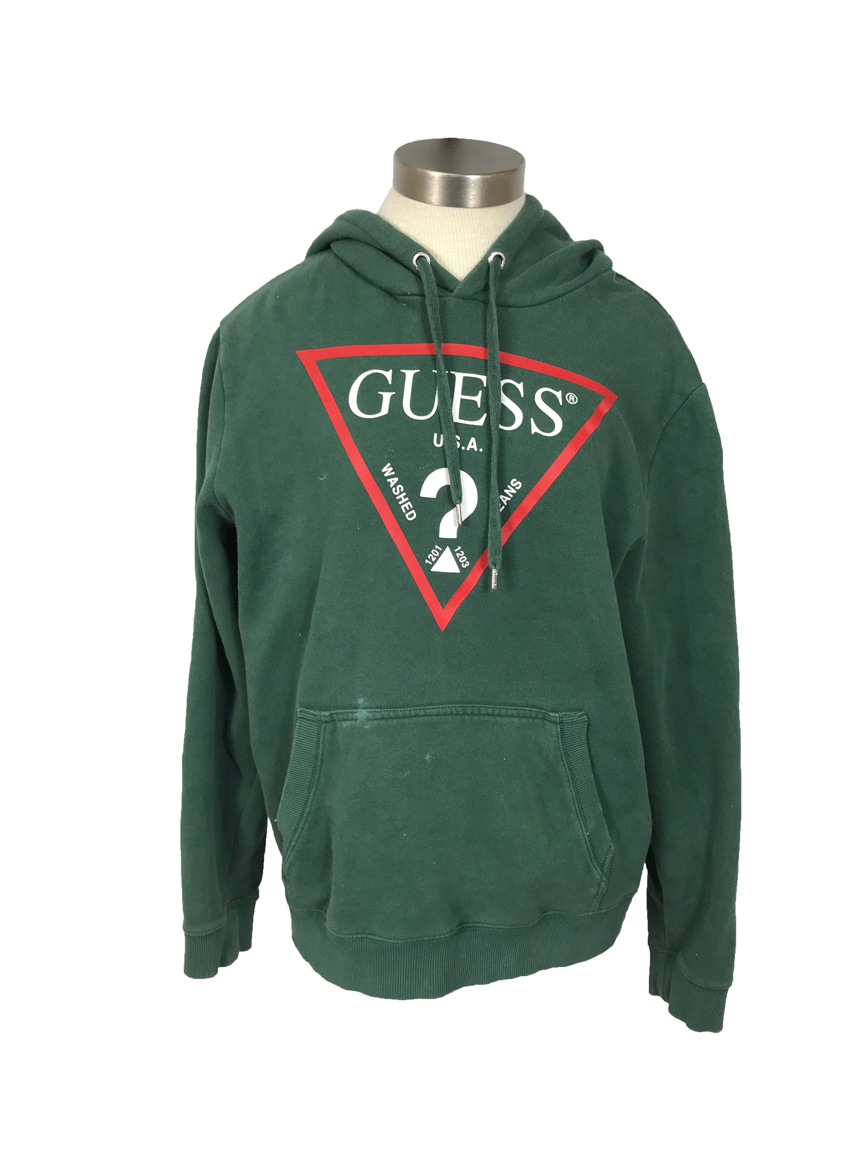 Guess Dark Green Hooded Sweatshirt Men's Size Medium