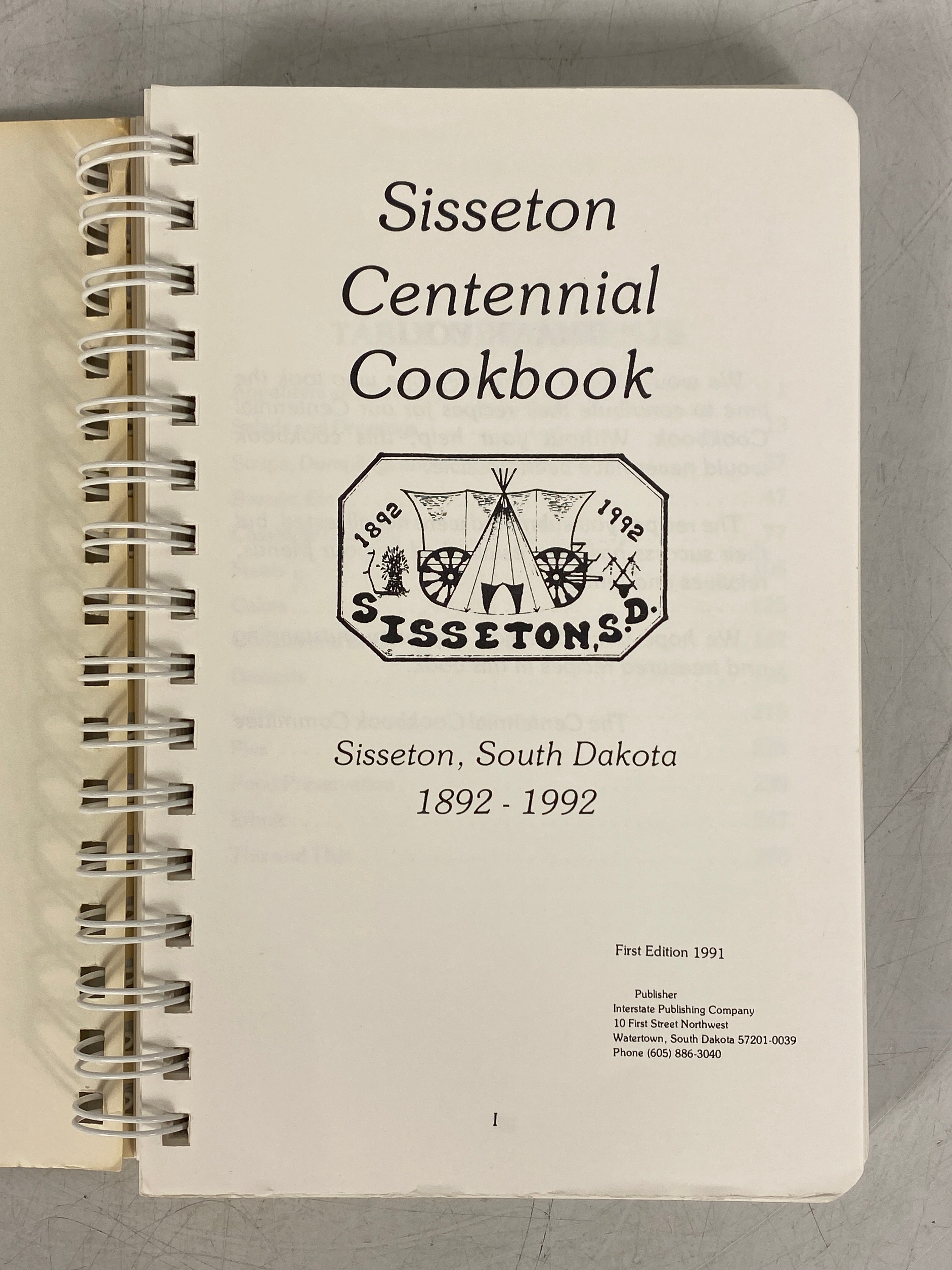 Sisseton (South Dakota) Centennial Cookbook 1892-1992 Spiral SC