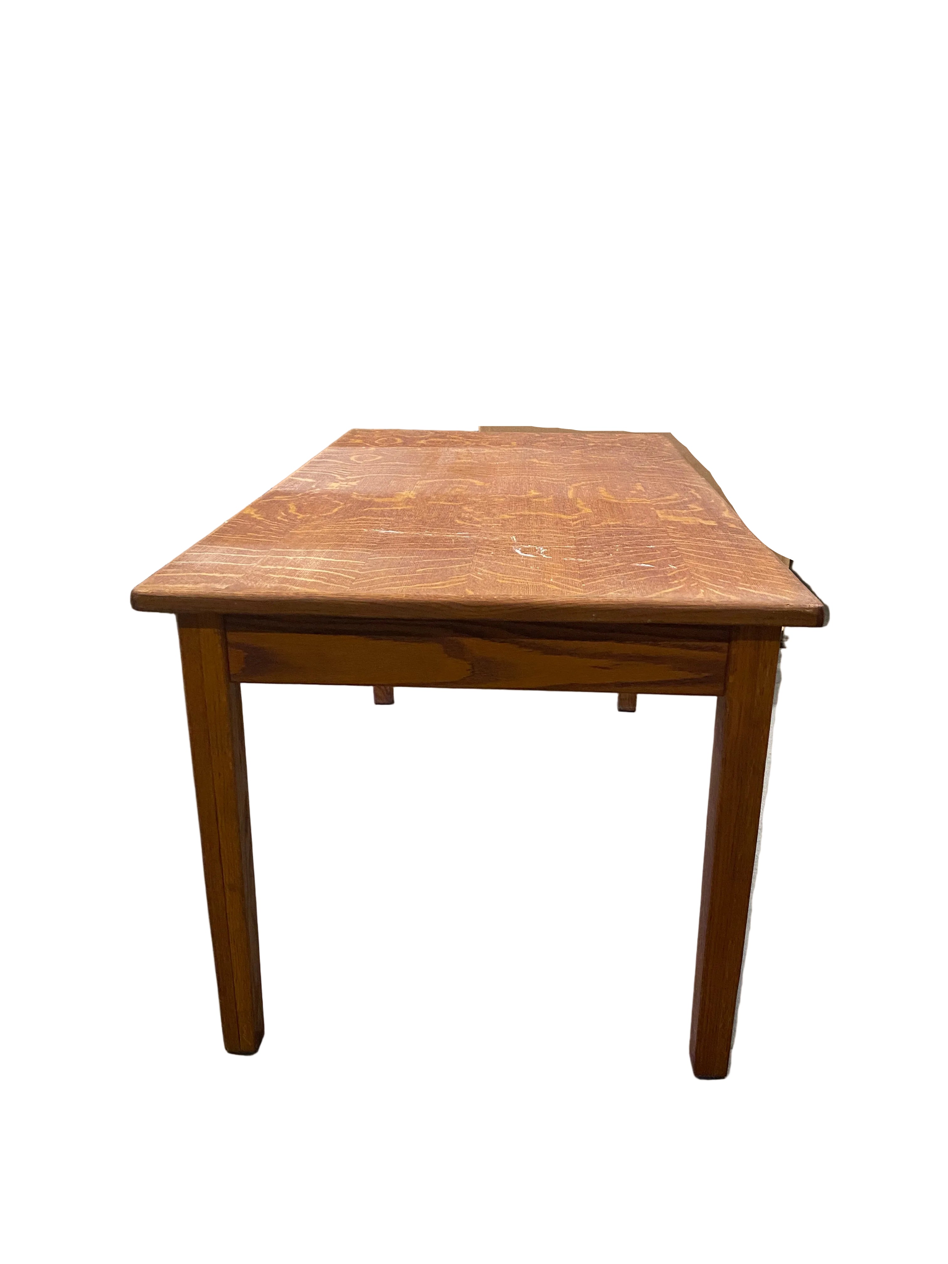 Oak Grain Pattern Table With Drawers