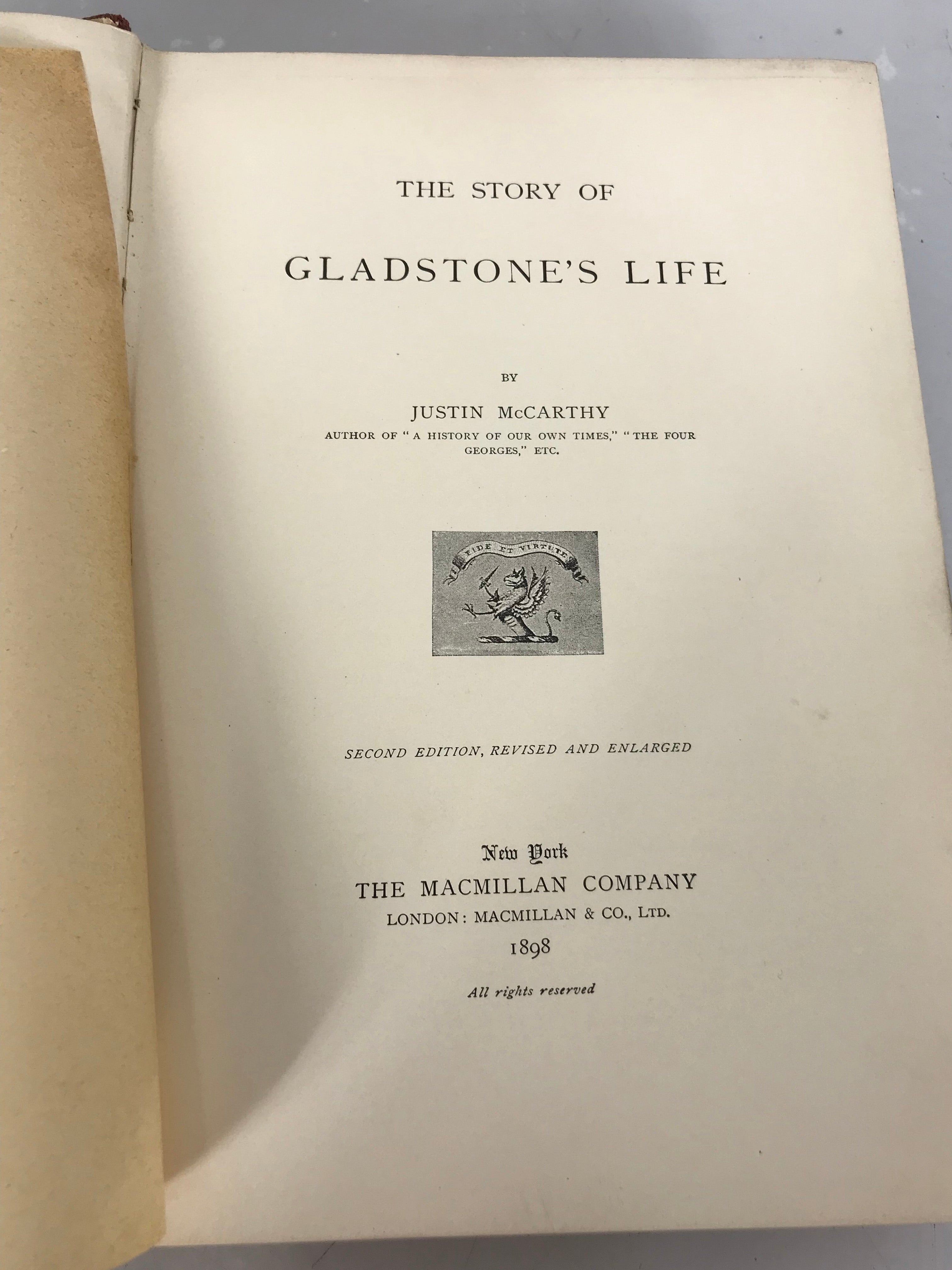 The Story of Gladstone's Life by Justine McCarthy 1898 HC