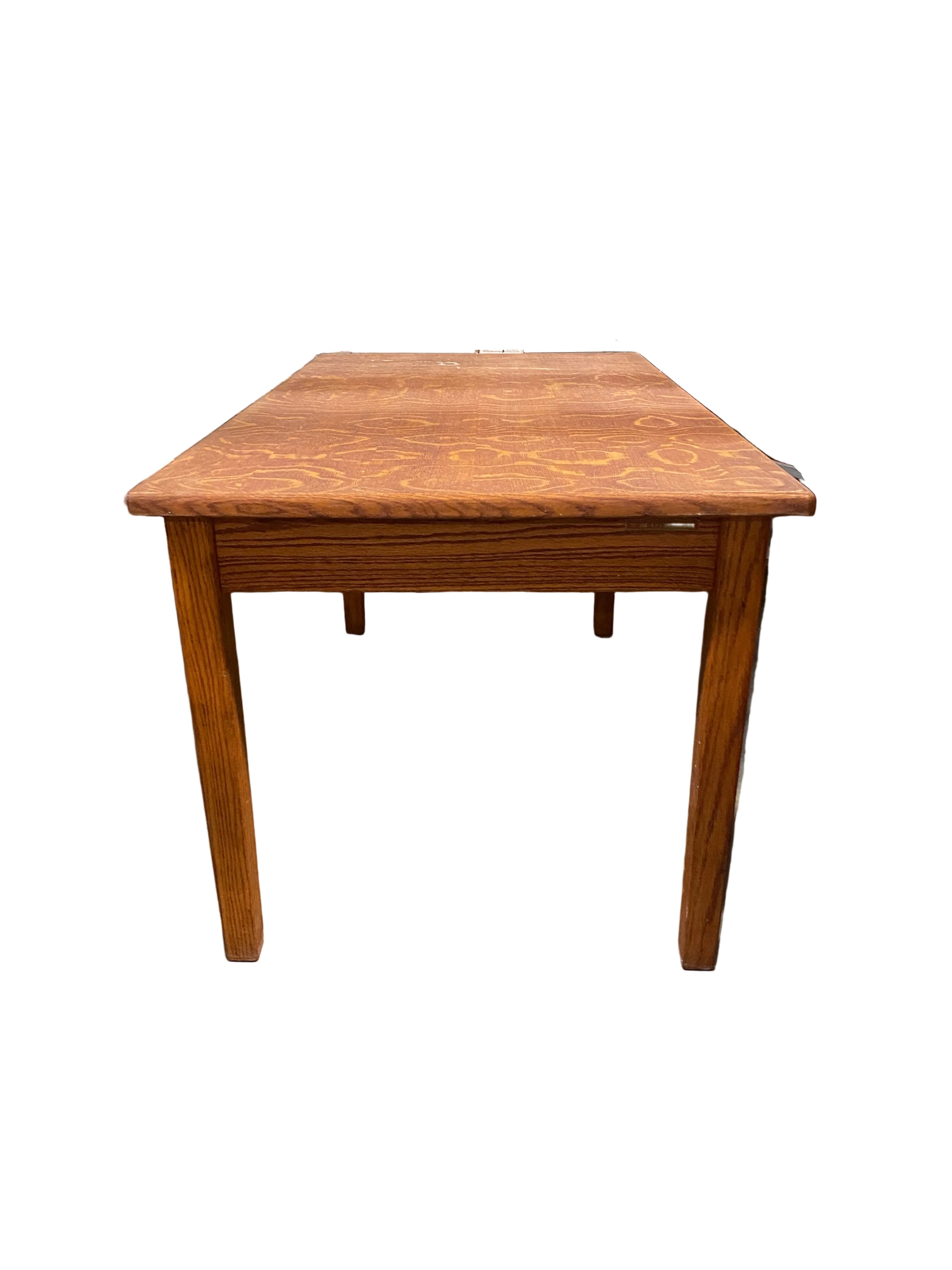Oak Grain Pattern Table With Drawers