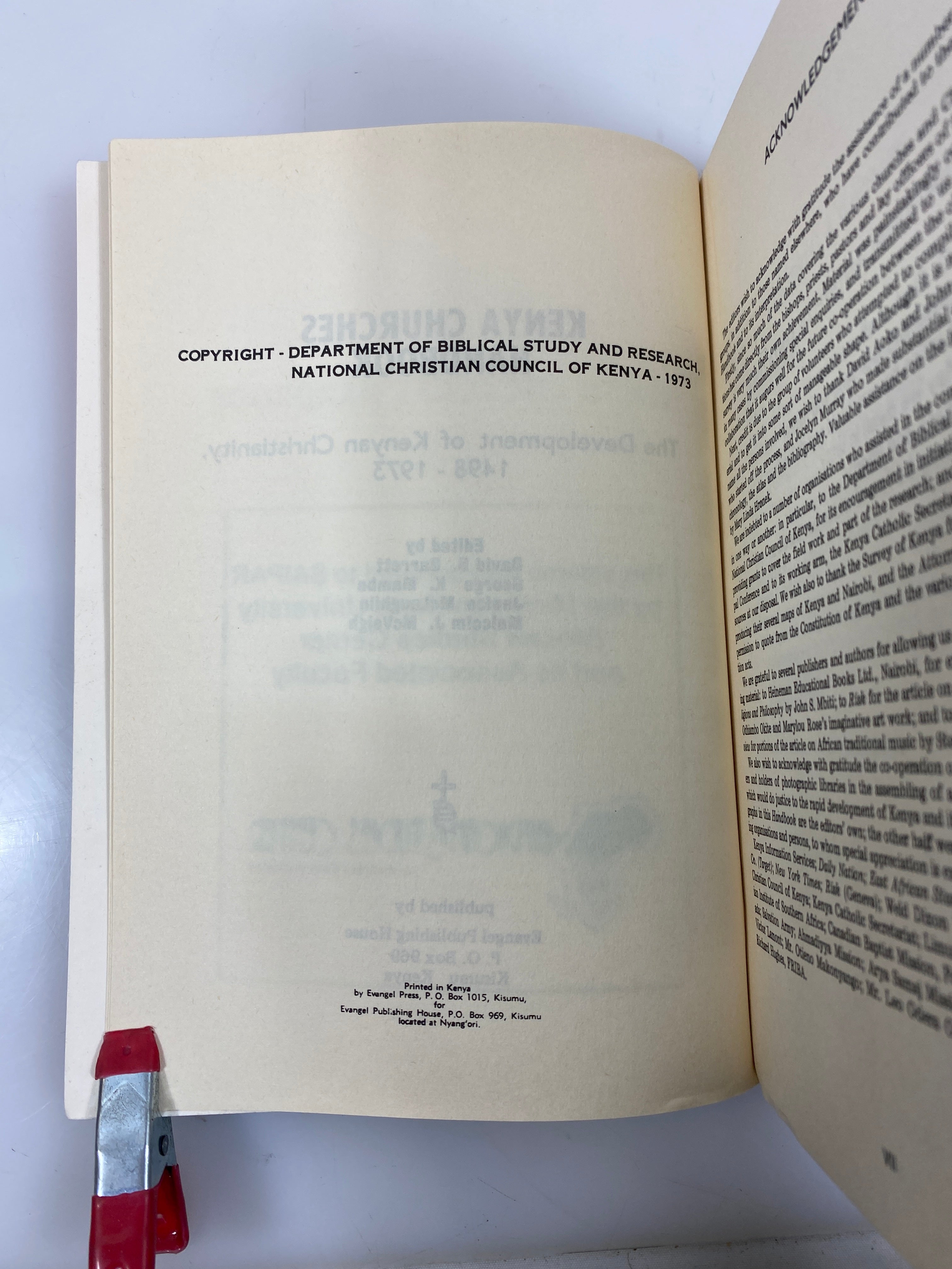 Kenya Churches Handbook Evangel Publishing House 1973 SC
