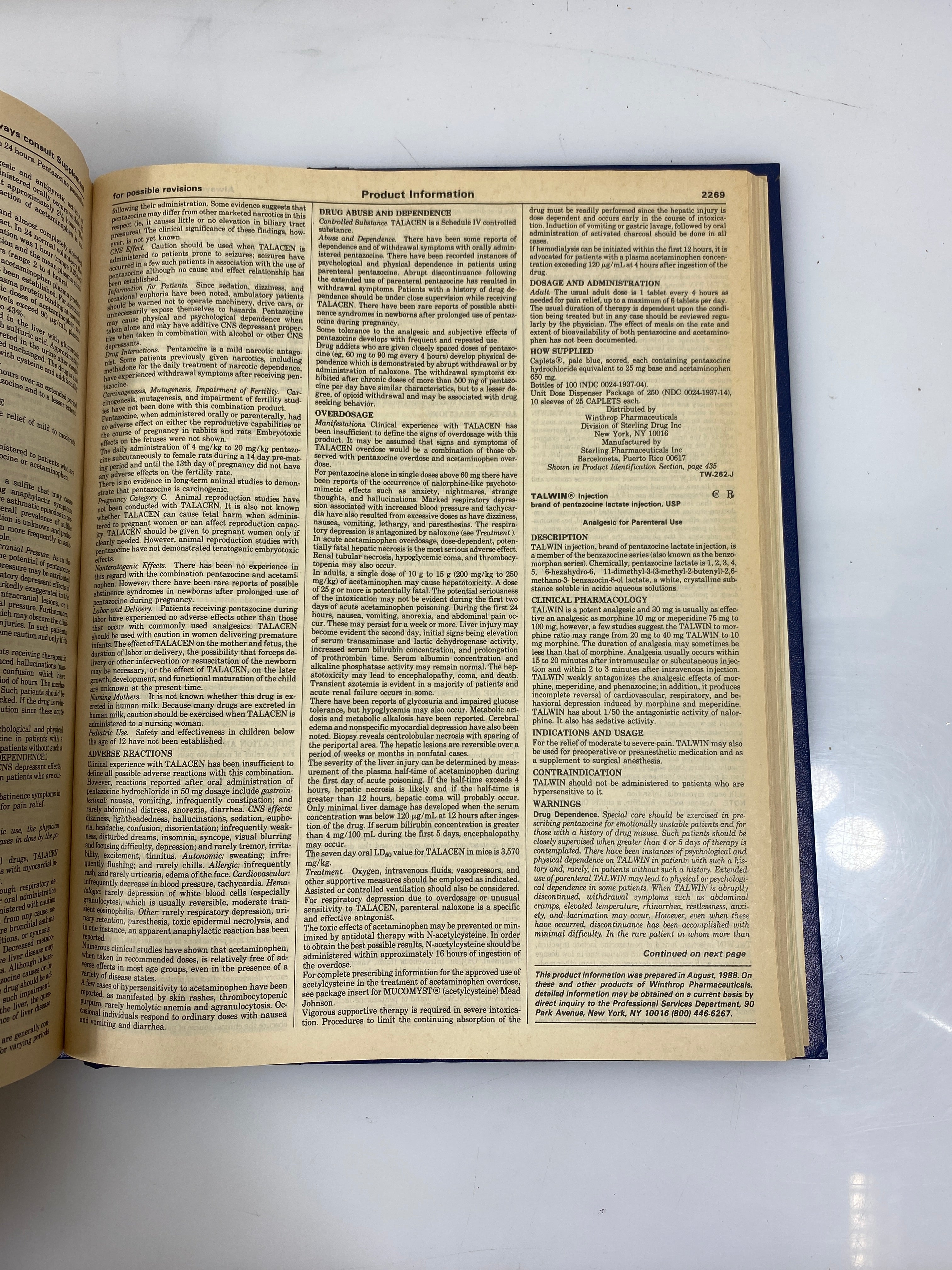 Physicians' Desk Reference 43rd Ed. 1989 HC