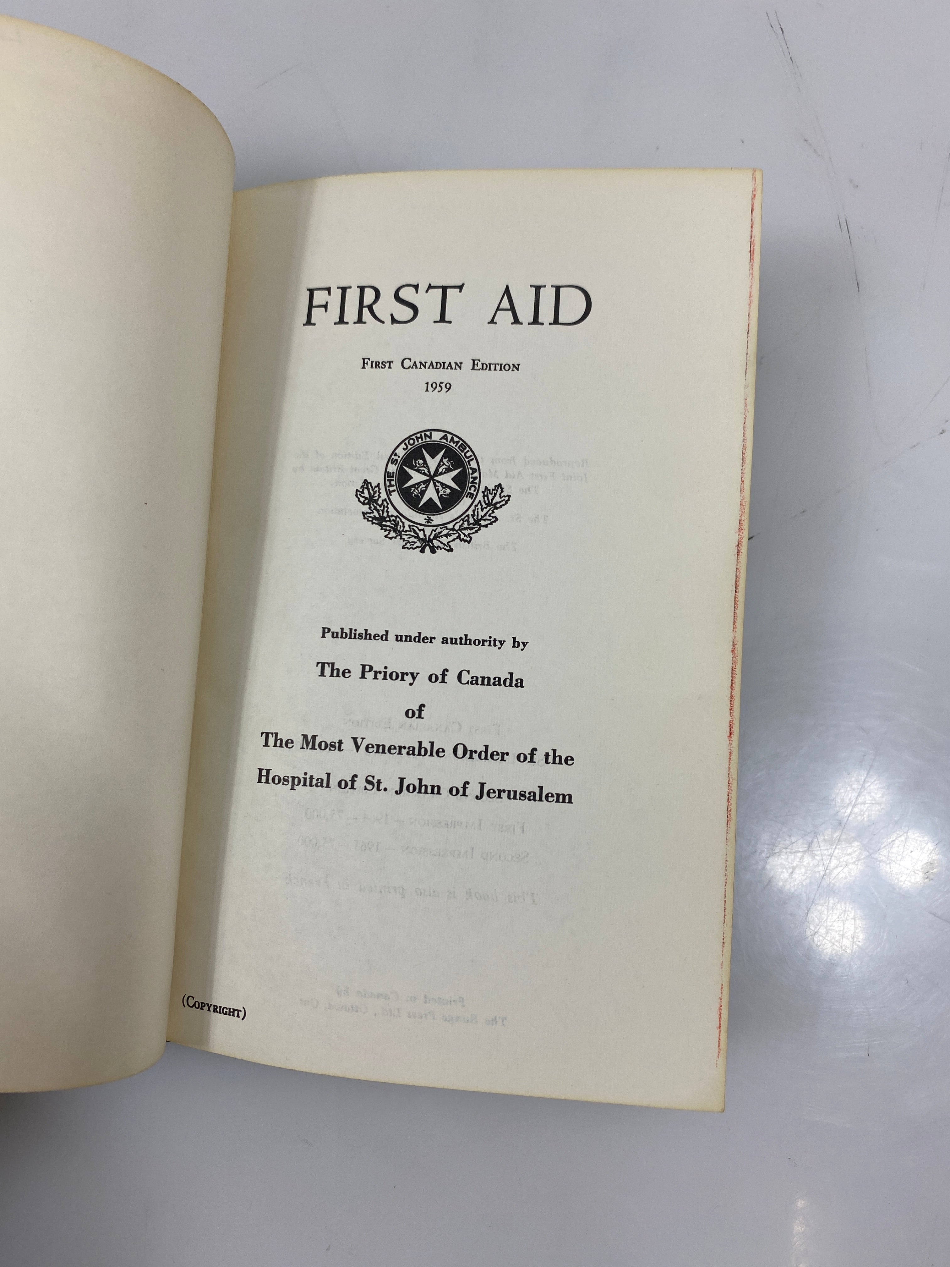 First Aid First Canadian Edition 1965 HC