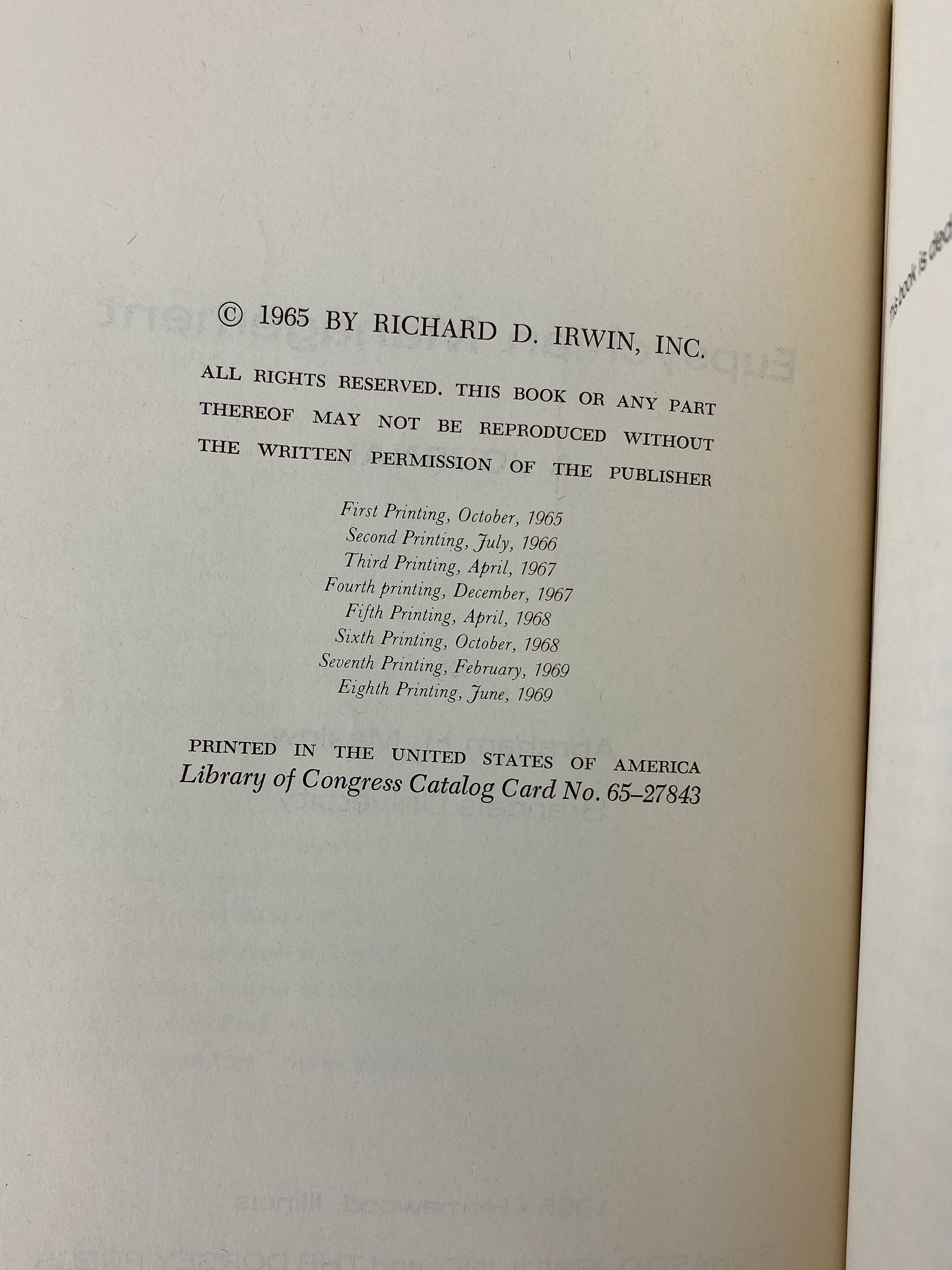 Eupsychian Management Abraham Maslow 1969 8th Printing SC