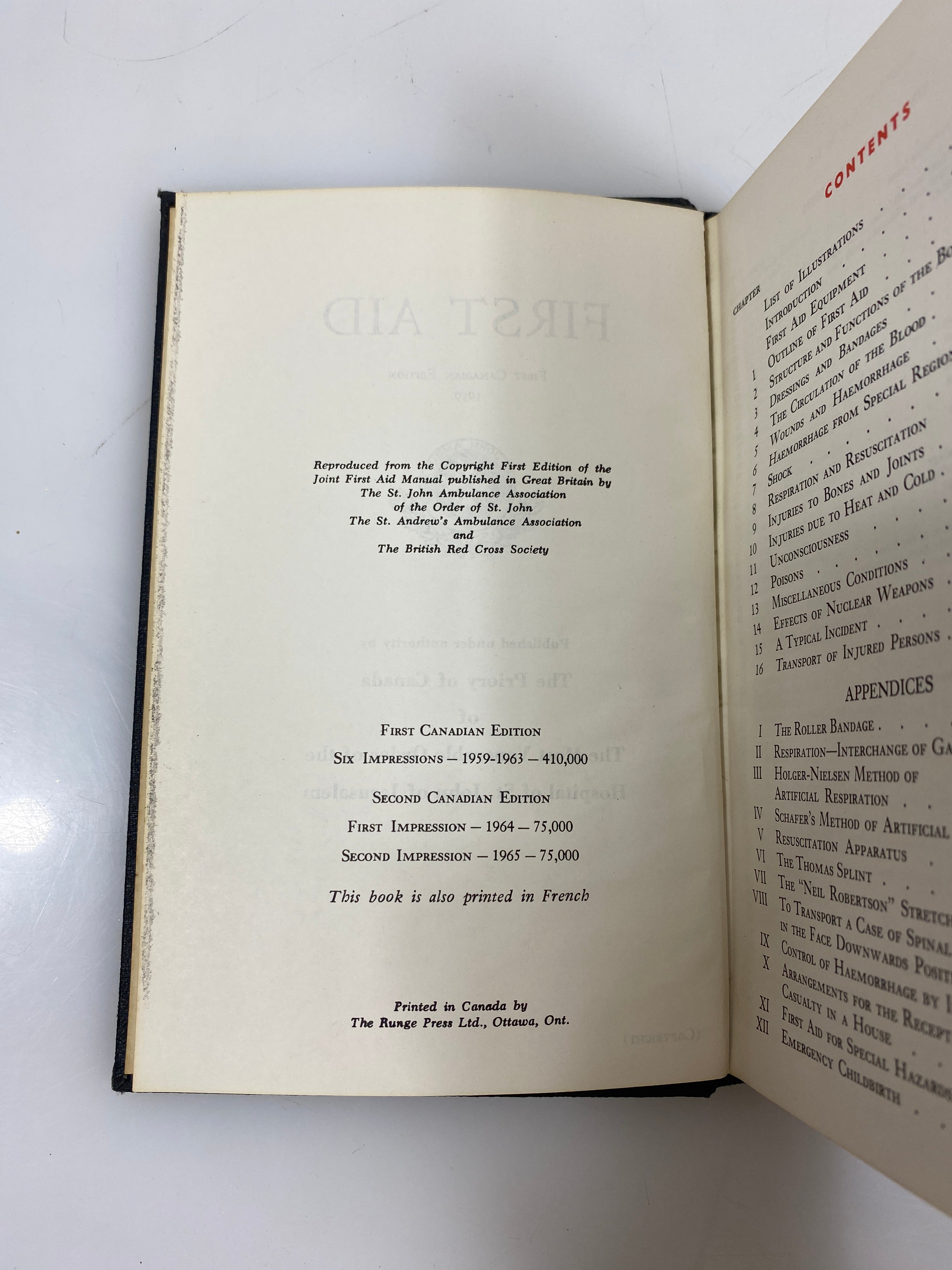 First Aid First Canadian Edition 1965 HC