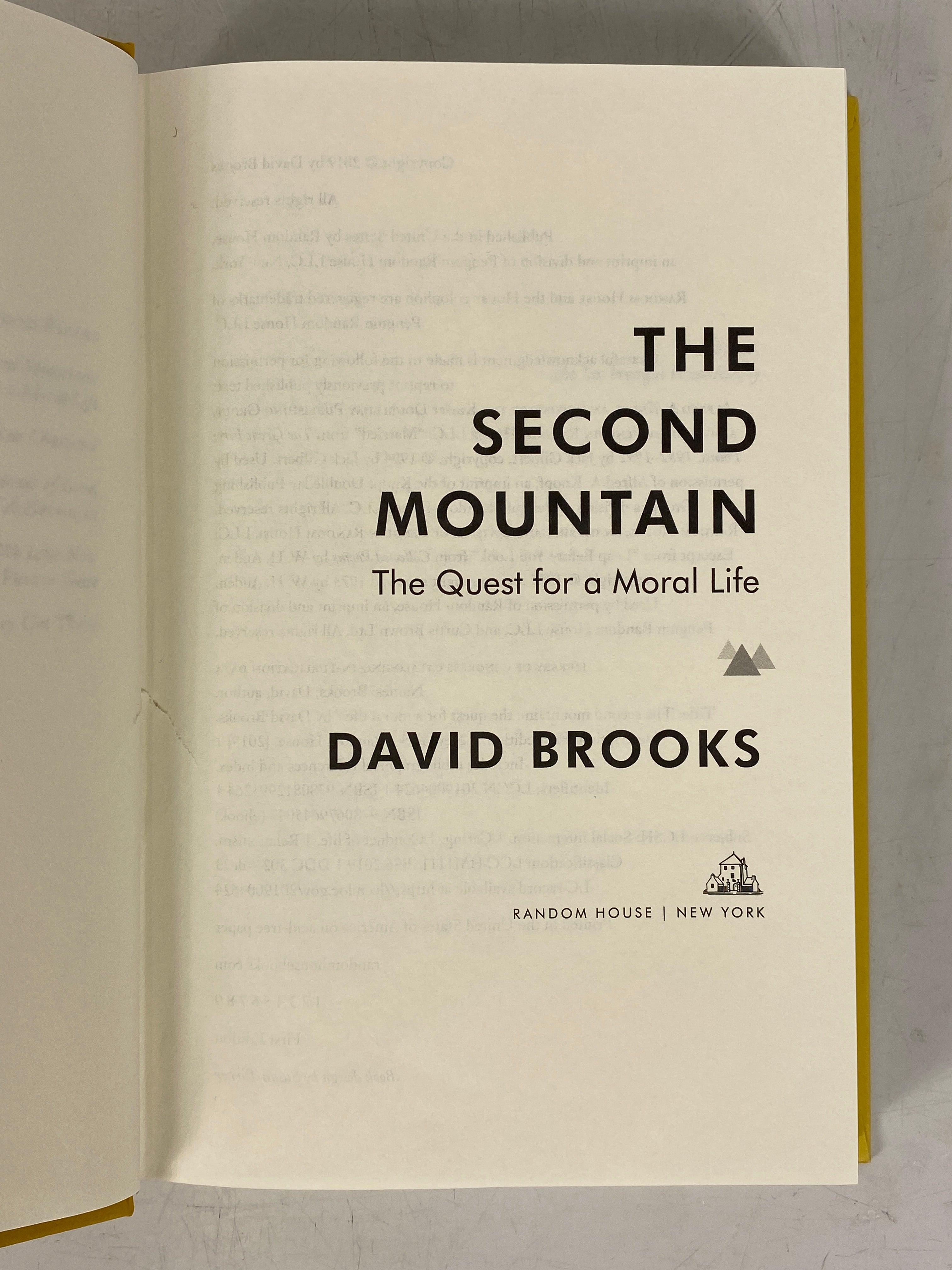 The Second Mountain David Brooks A Moral Life 2019 Signed 1st Ed HCDJ