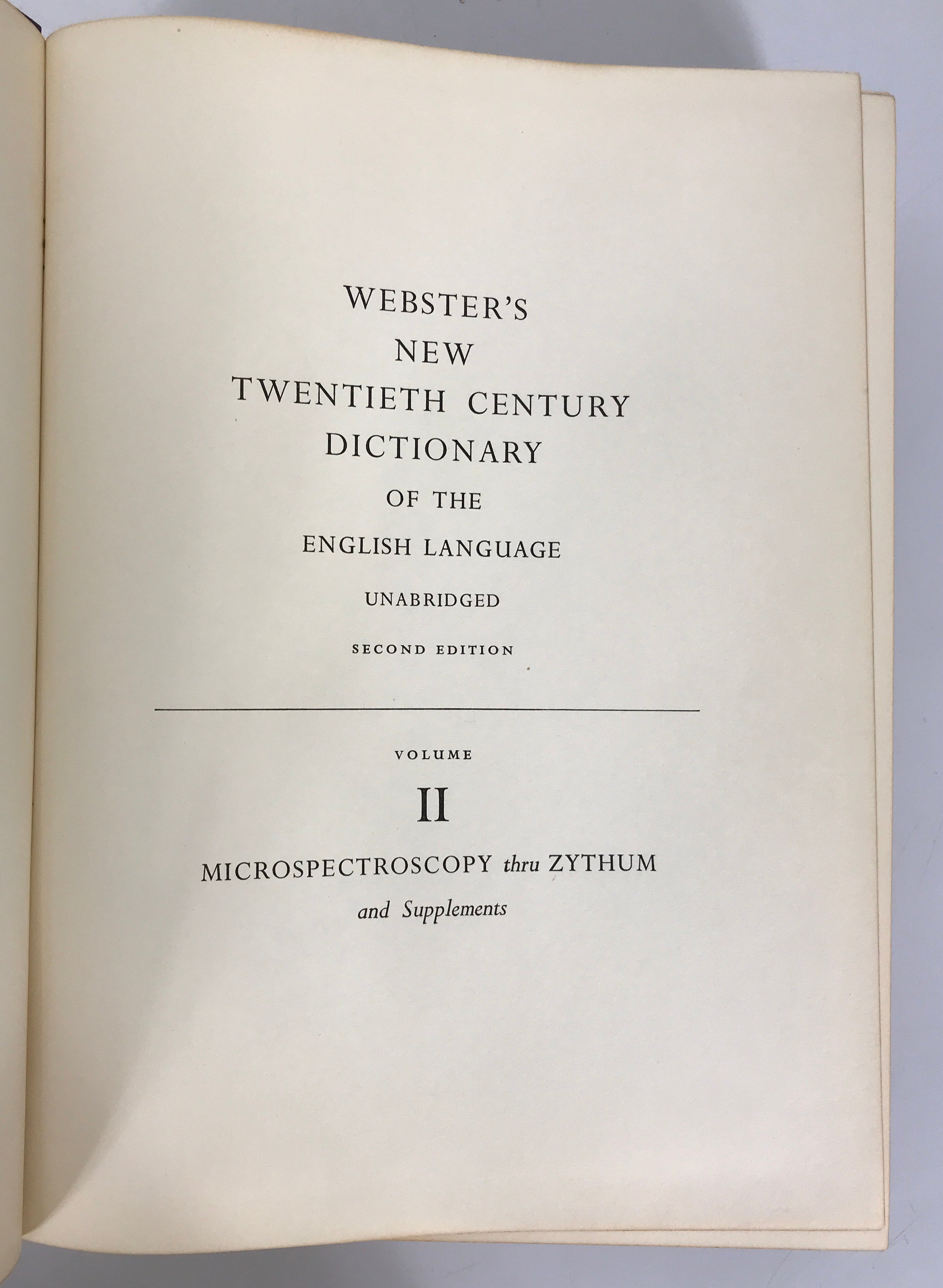 2 Vol Set: Webster's New 20th Century Dictionary Unabridged 2nd Ed 1959 HC