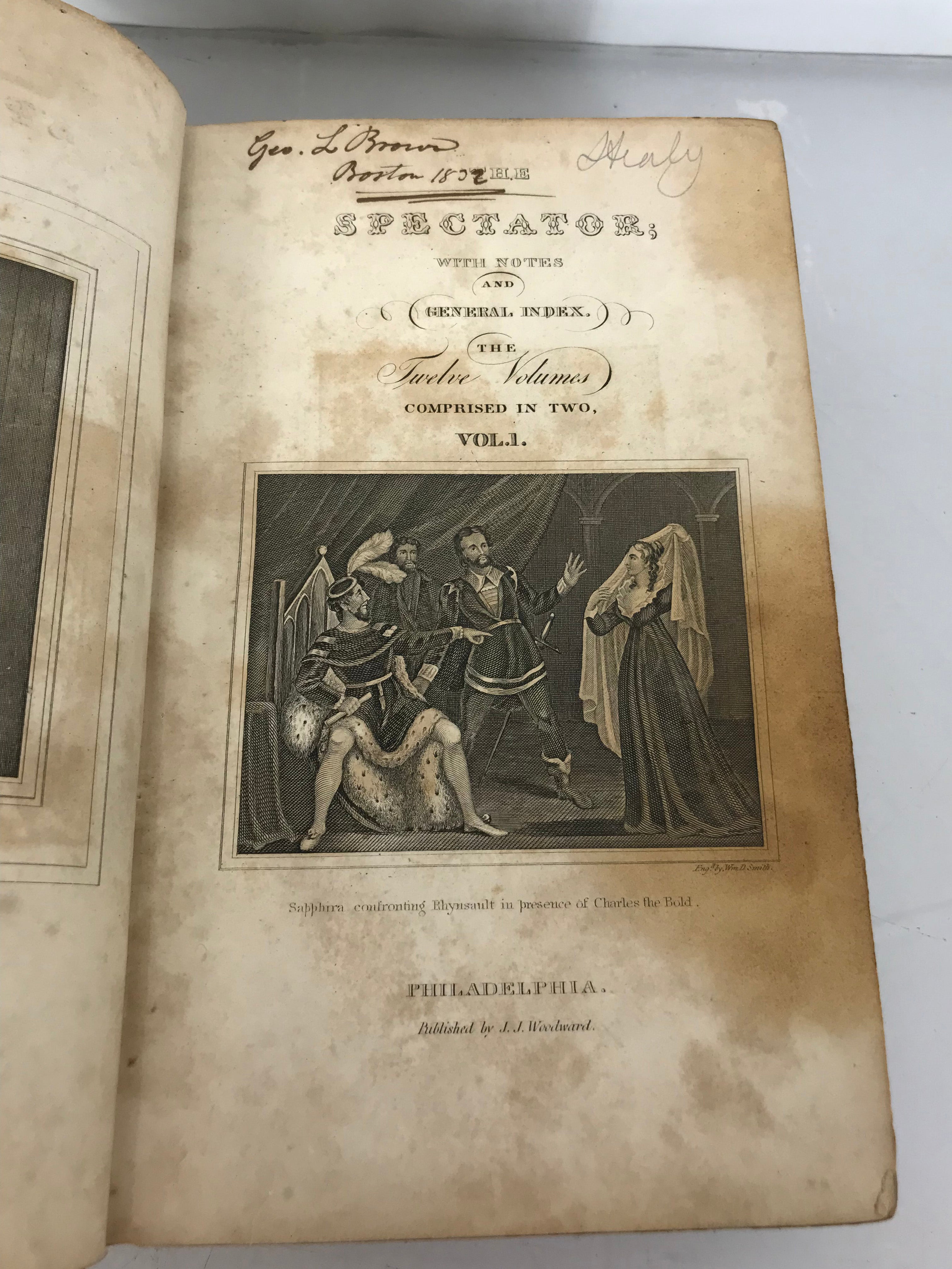 The Spectator with Notes and a General Index Complete in Two Volumes 1830 HC