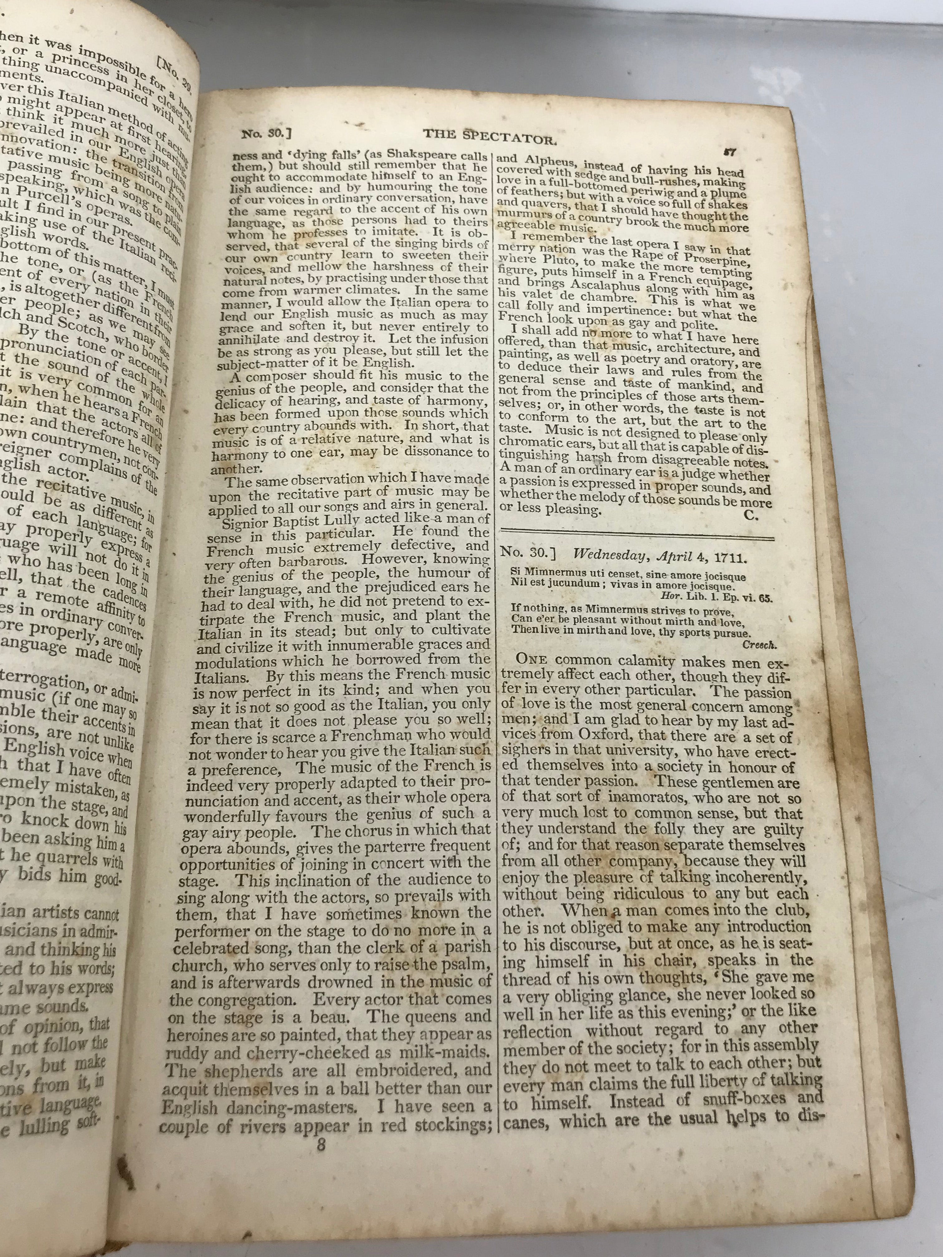 The Spectator with Notes and a General Index Complete in Two Volumes 1830 HC