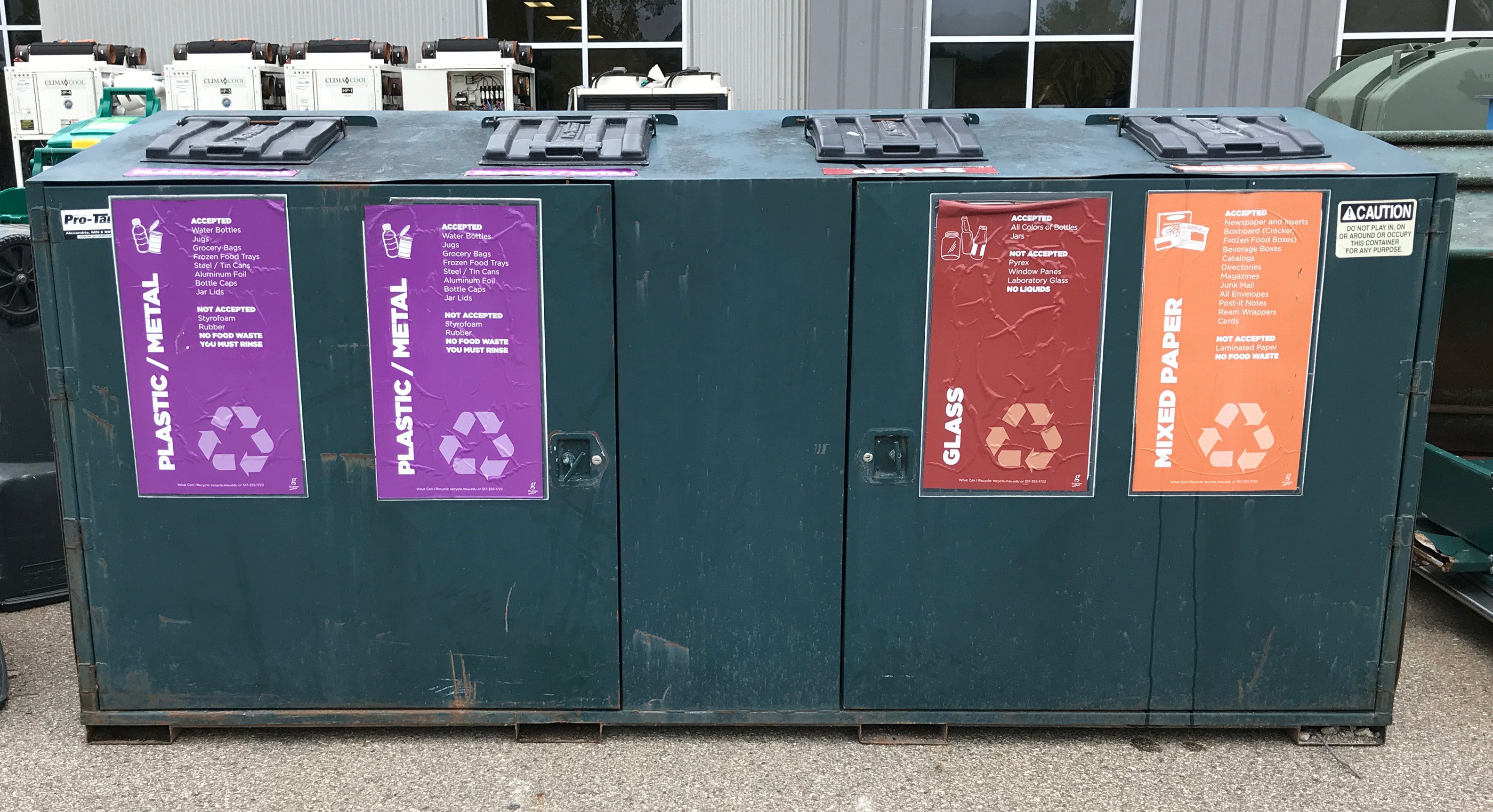 Pro-Tainer Green 4-Compartment Metal Recycling Bin