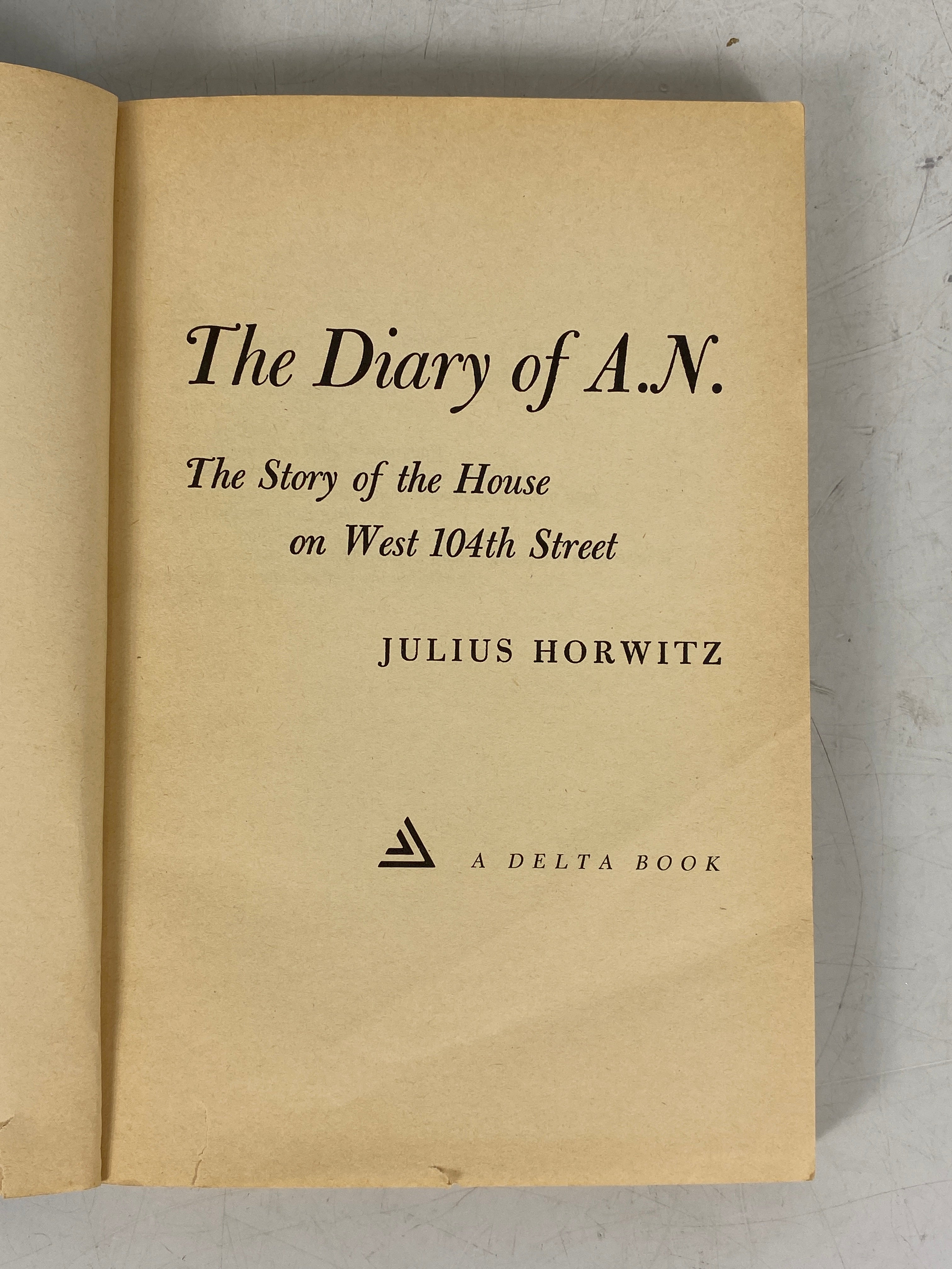 The Diary of A.N. by Julius Horwitz 1970 Vintage Delta SC