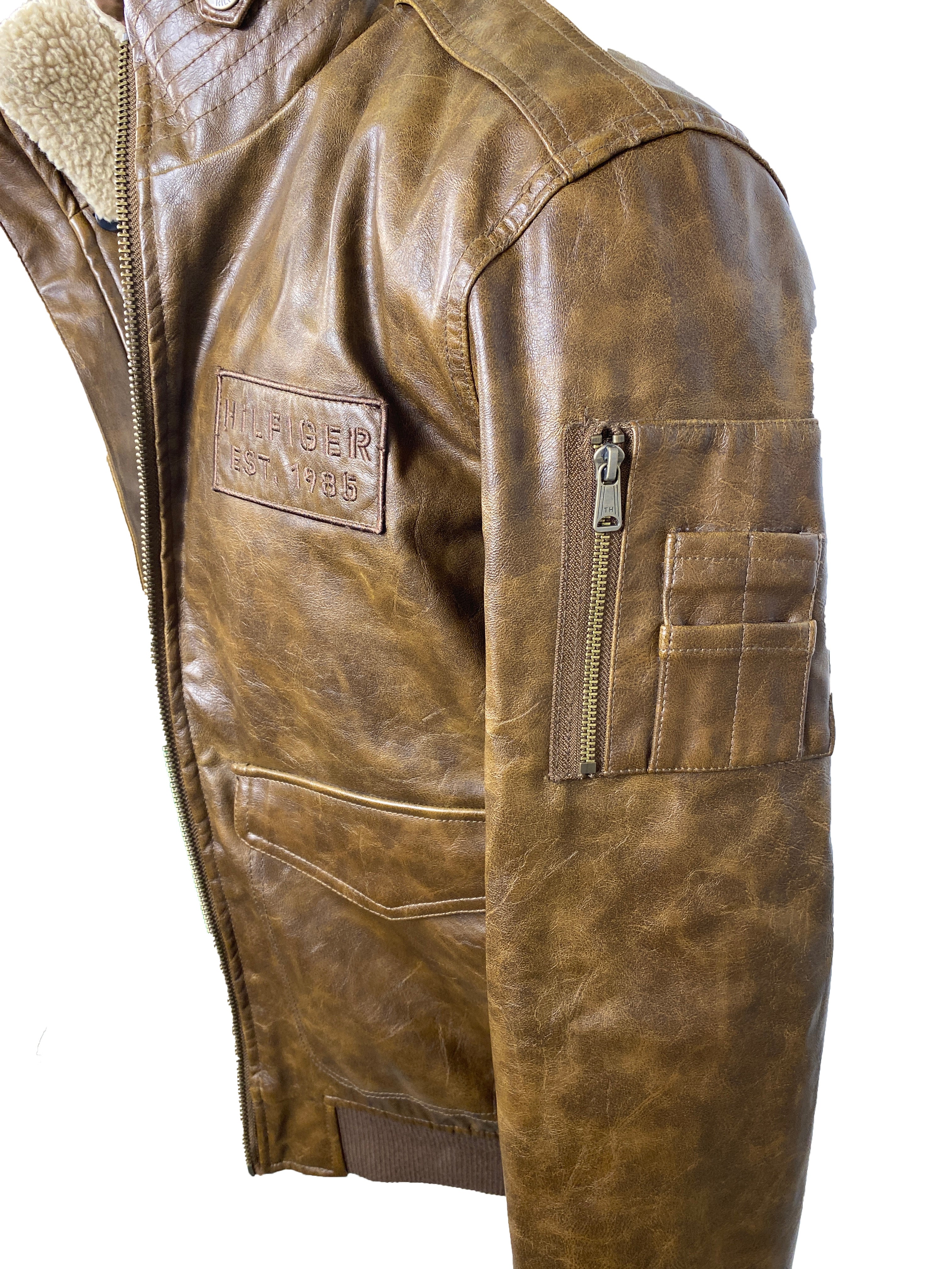 Tommy Hilfiger Faux Leather Top Gun Aviator Jacket Men's Size M
