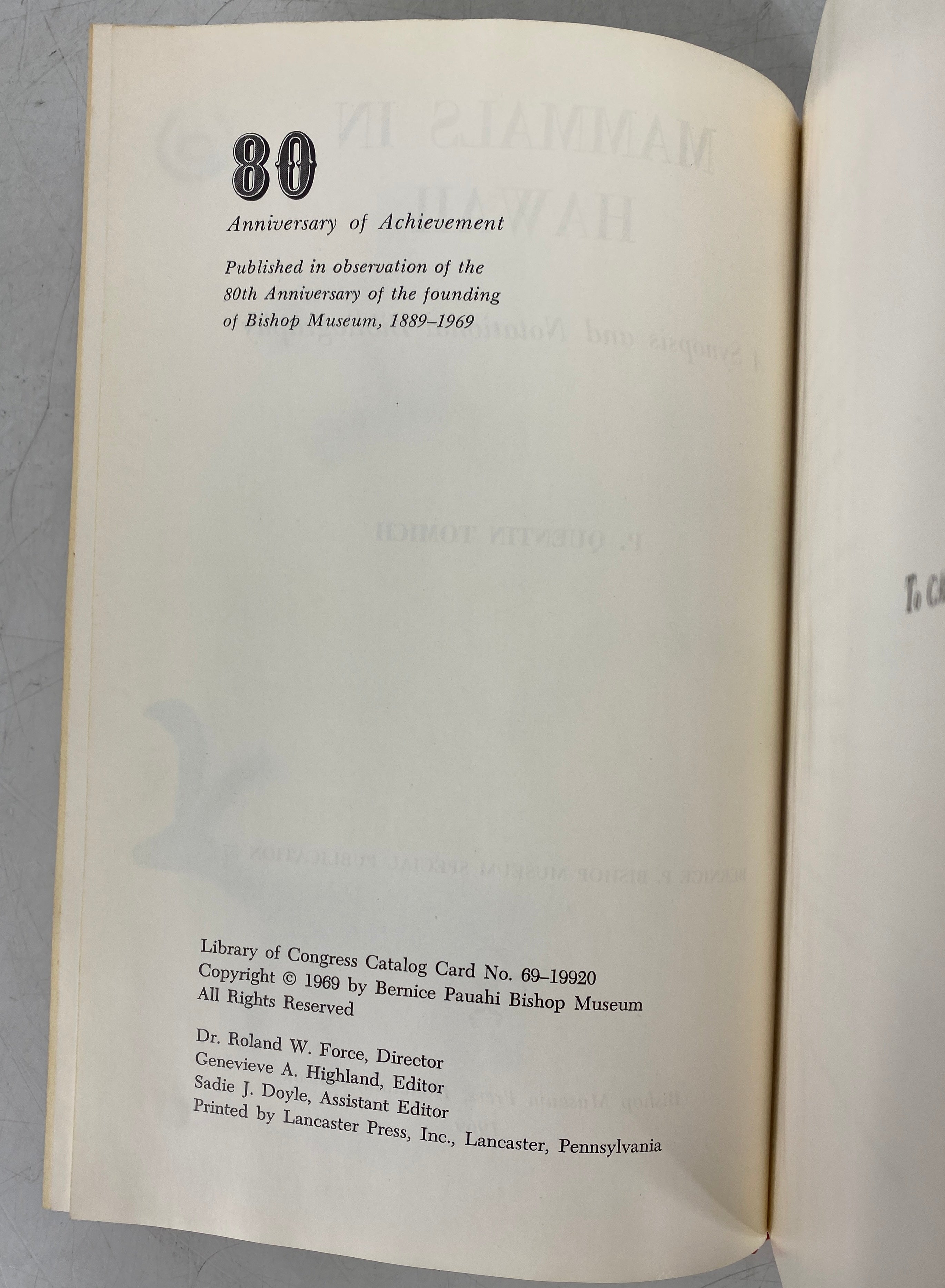 Mammals in Hawaii by P. Quentin Tomich 1969 Vintage HC
