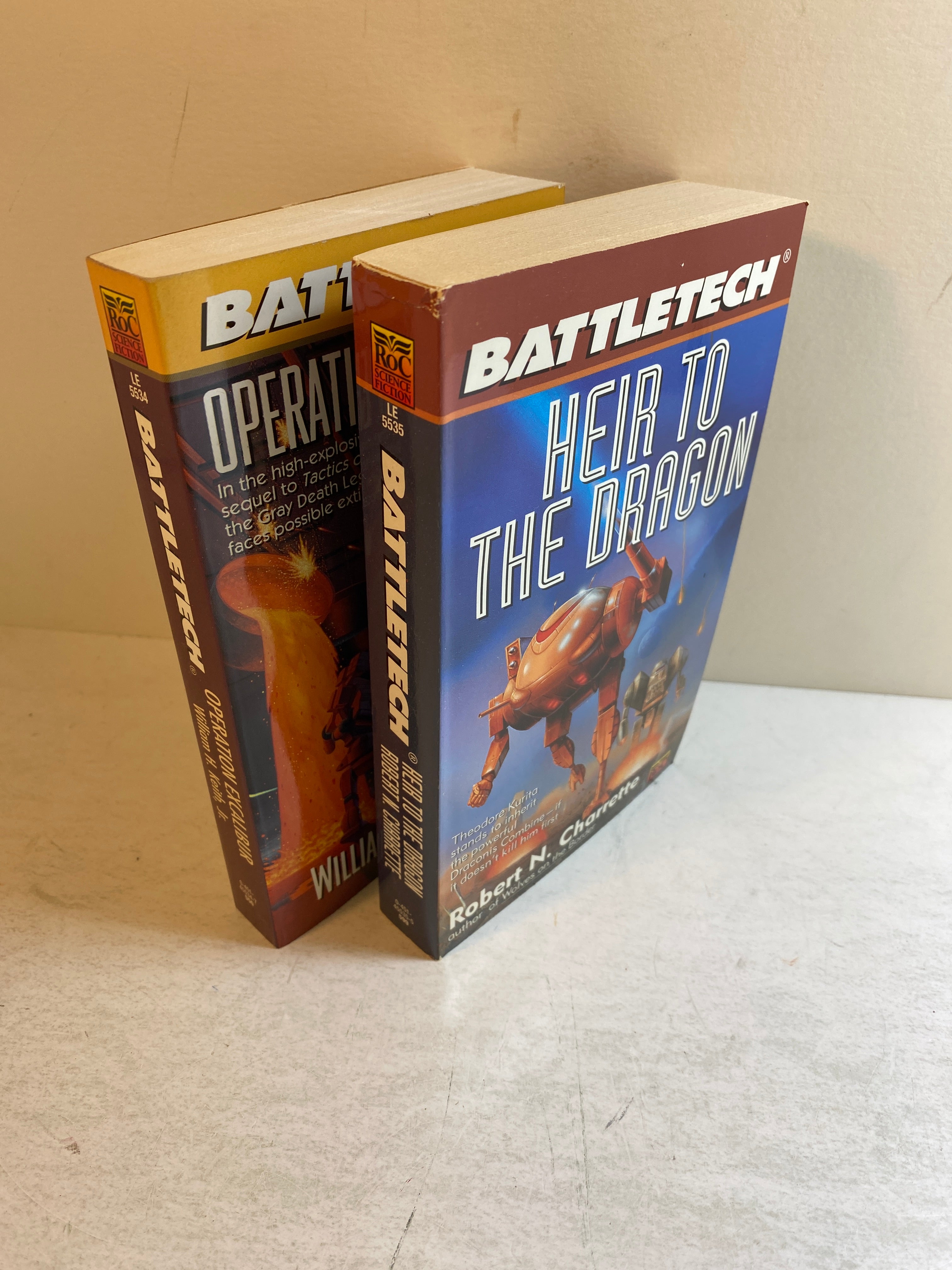 Lot of 2 Battletech Paperbacks Heir to Dragon Operation Excalibur 1996