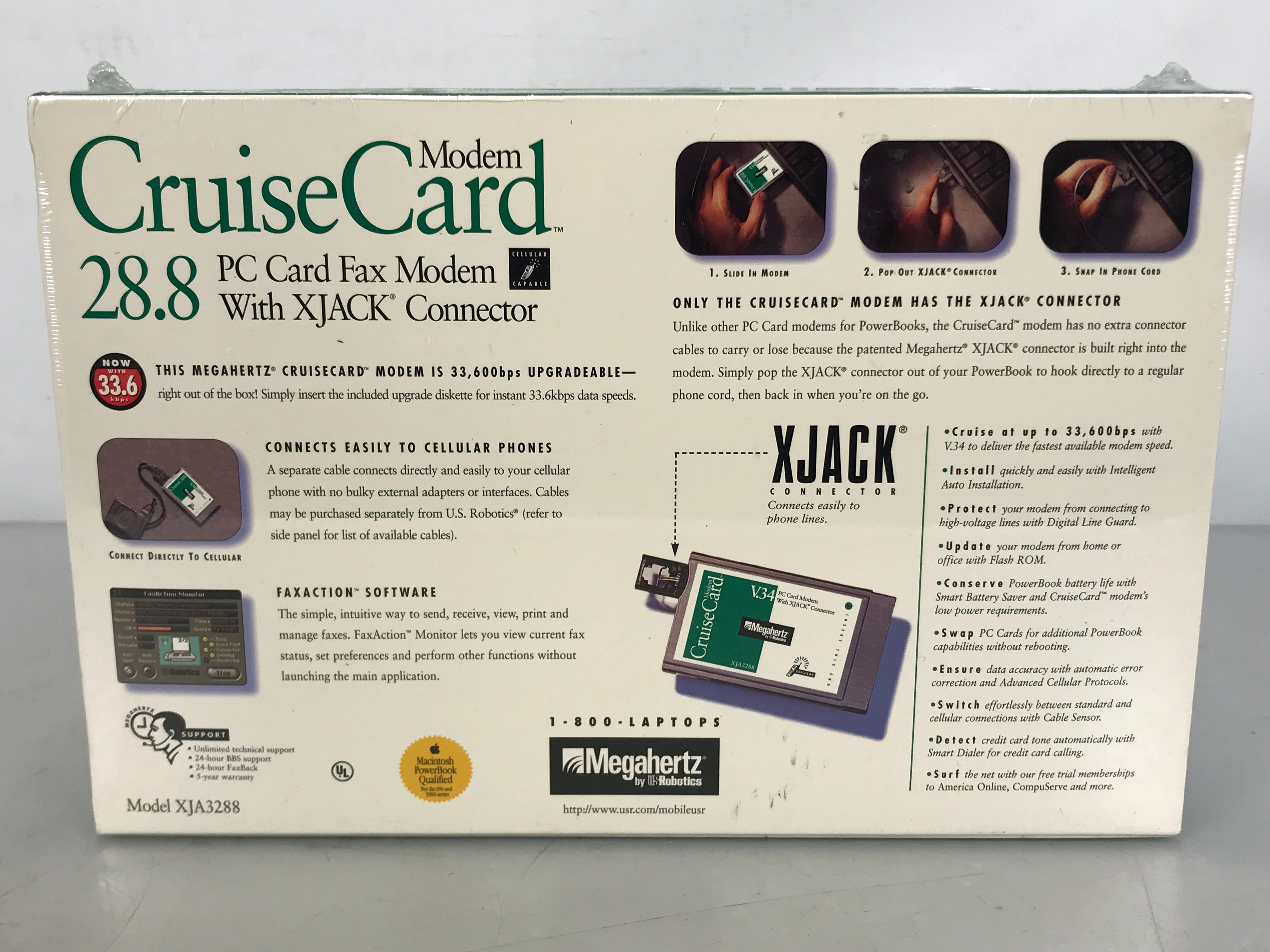 Megahertz Cruisecard Modem 28.8 PC Card Fax Modem w/ XJACK Connector