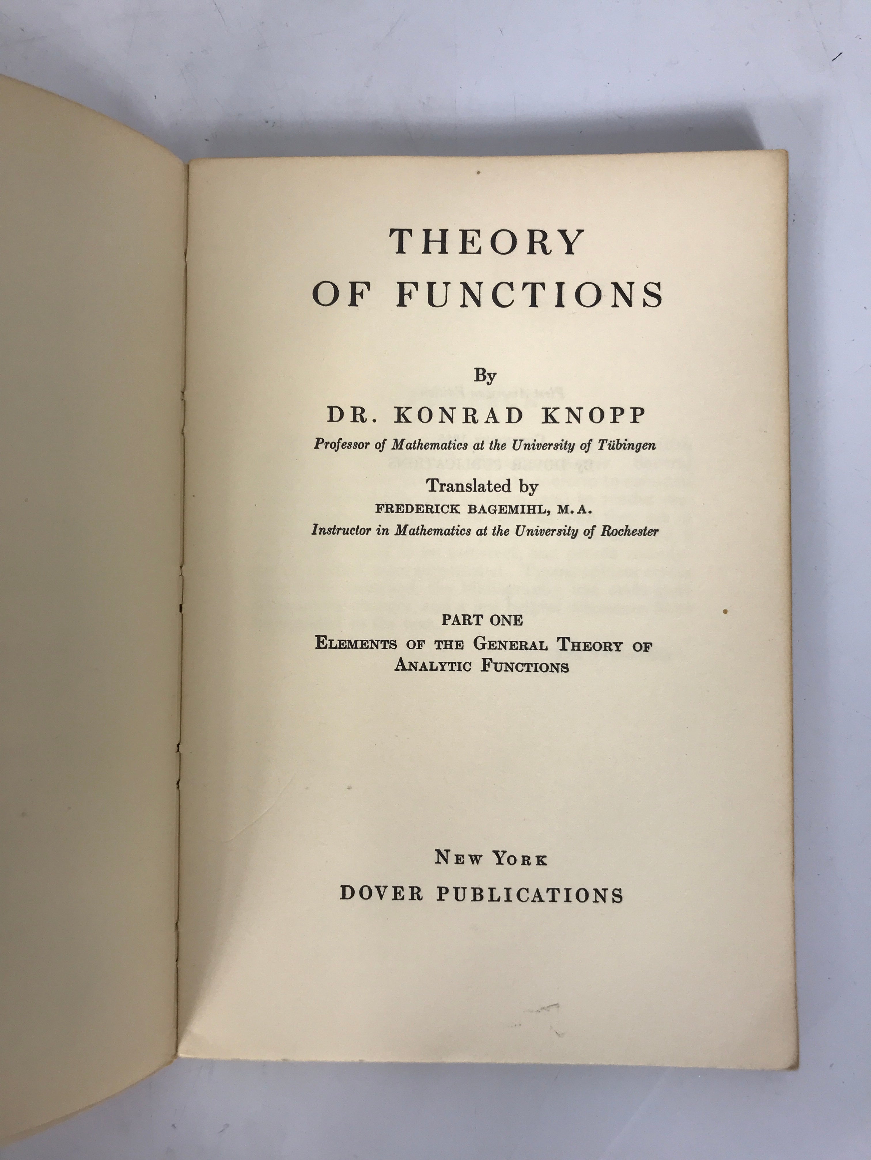 4 Vol Set Theory of Functions by Konrad Knopp 1945-1952 1st American Ed SC