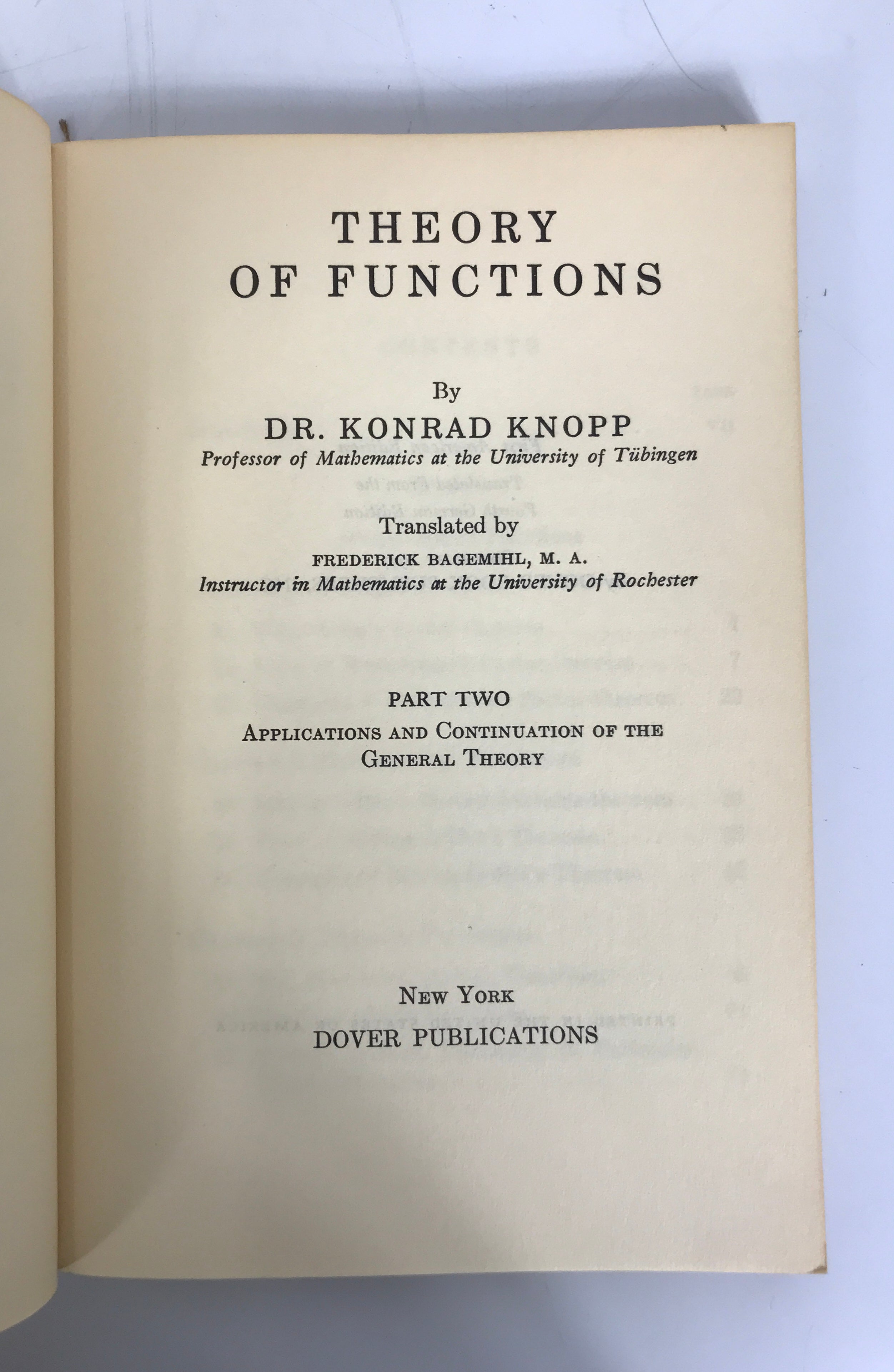 4 Vol Set Theory of Functions by Konrad Knopp 1945-1952 1st American Ed SC