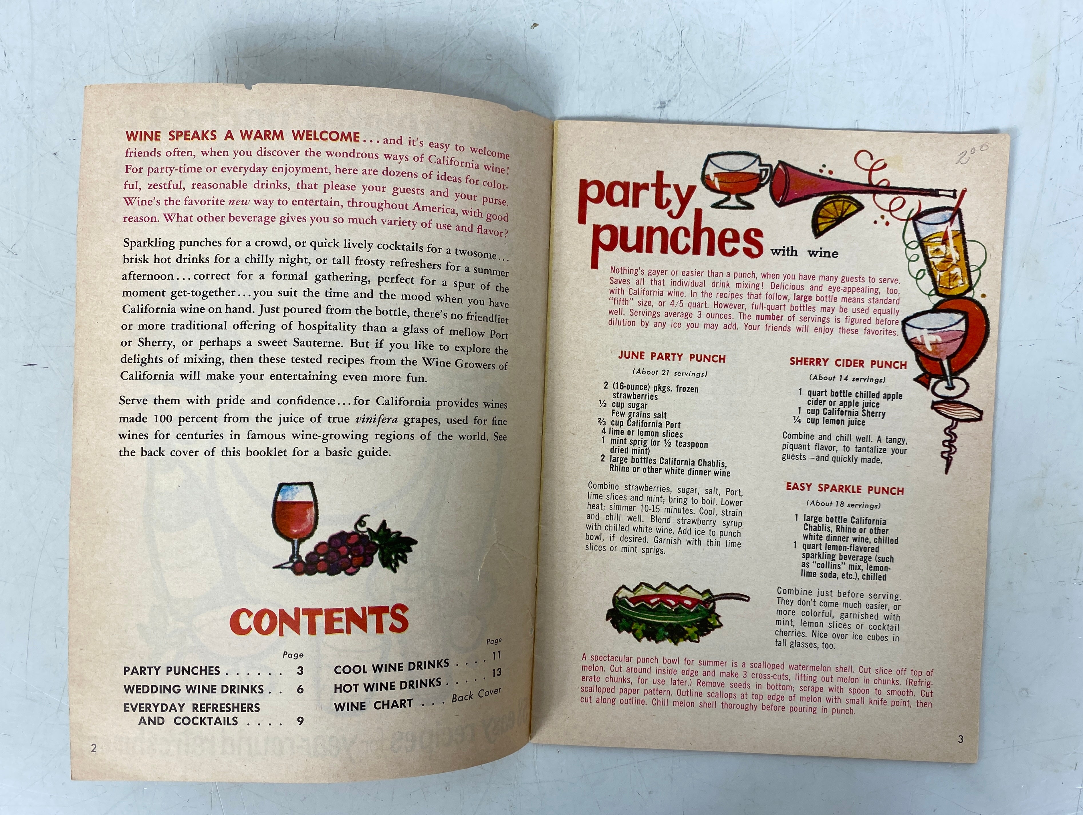 3 Booklets: How to Cook/Make Punches w CA Wines/Seagrams The Golden Touch c1950s