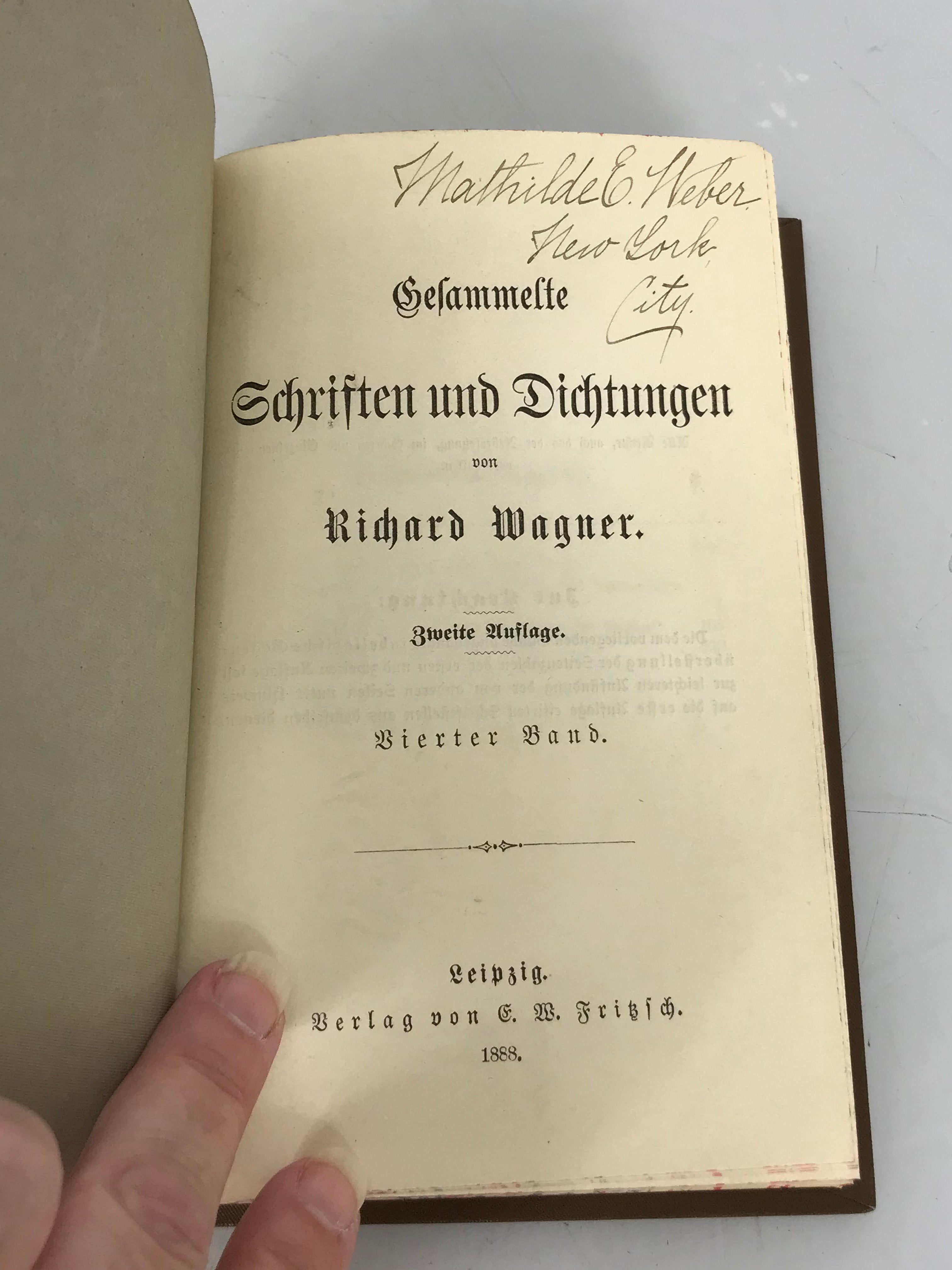 Lot of 5 Richard Wagner's Gesammelte Schriften und Dichtungen (Collected Writings and Poetry) in German 1888 HC