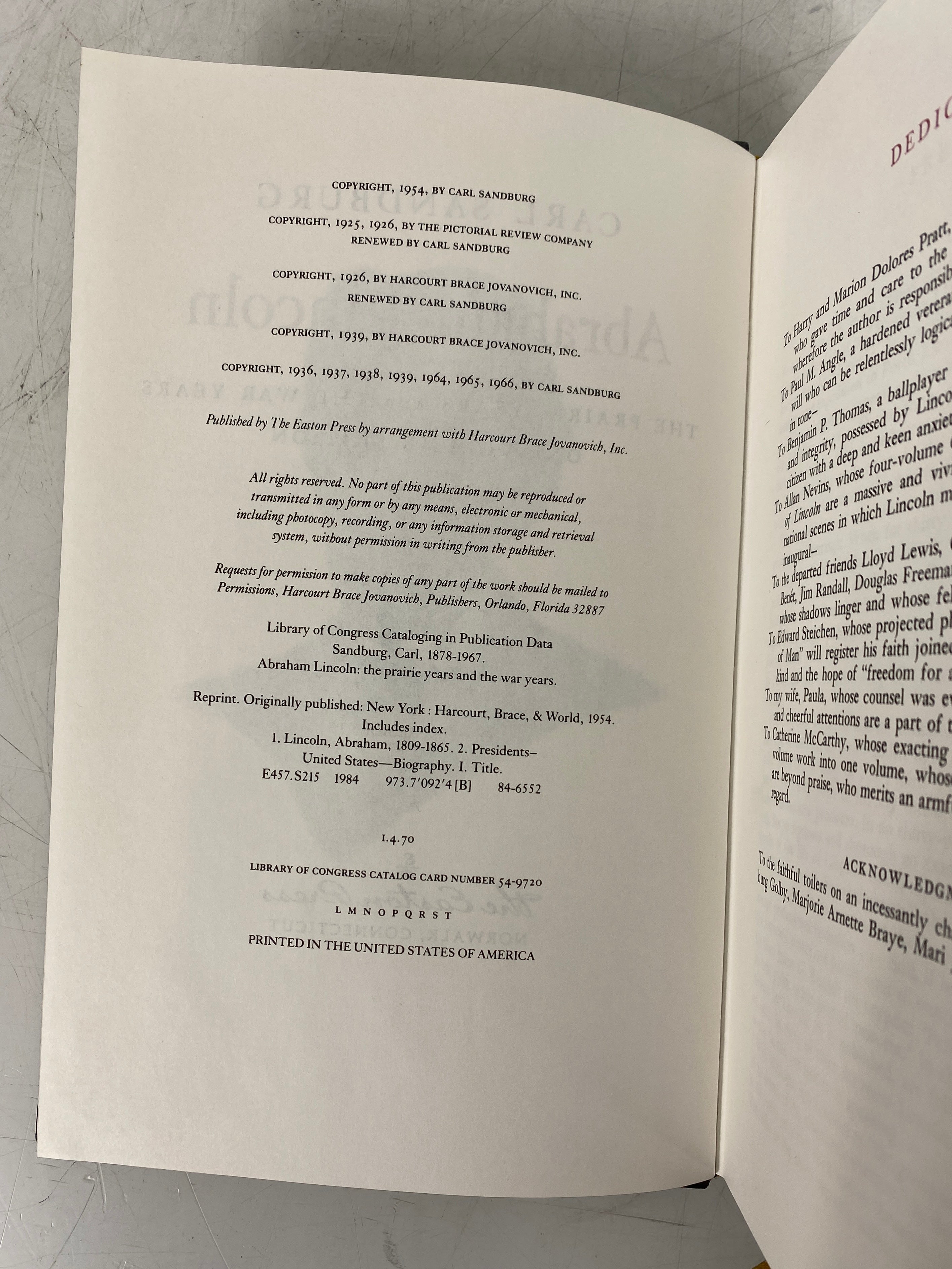 2 Easton Press: Carl Sandburg's Abraham Lincoln/JFK The Burden & the Glory