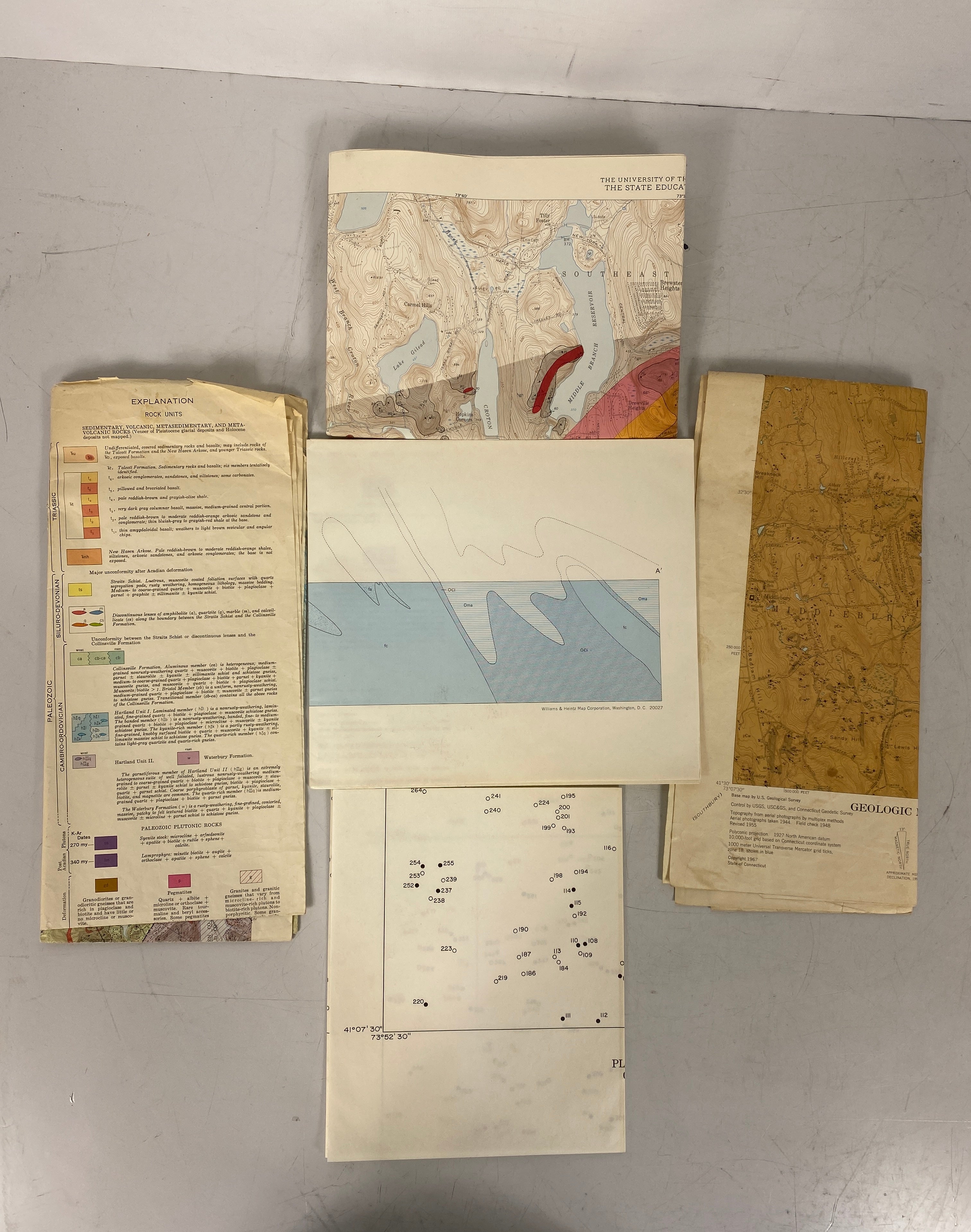 Lot of 5 Vtg US Geological Survey Maps of New York & Connecticut 1960-1979