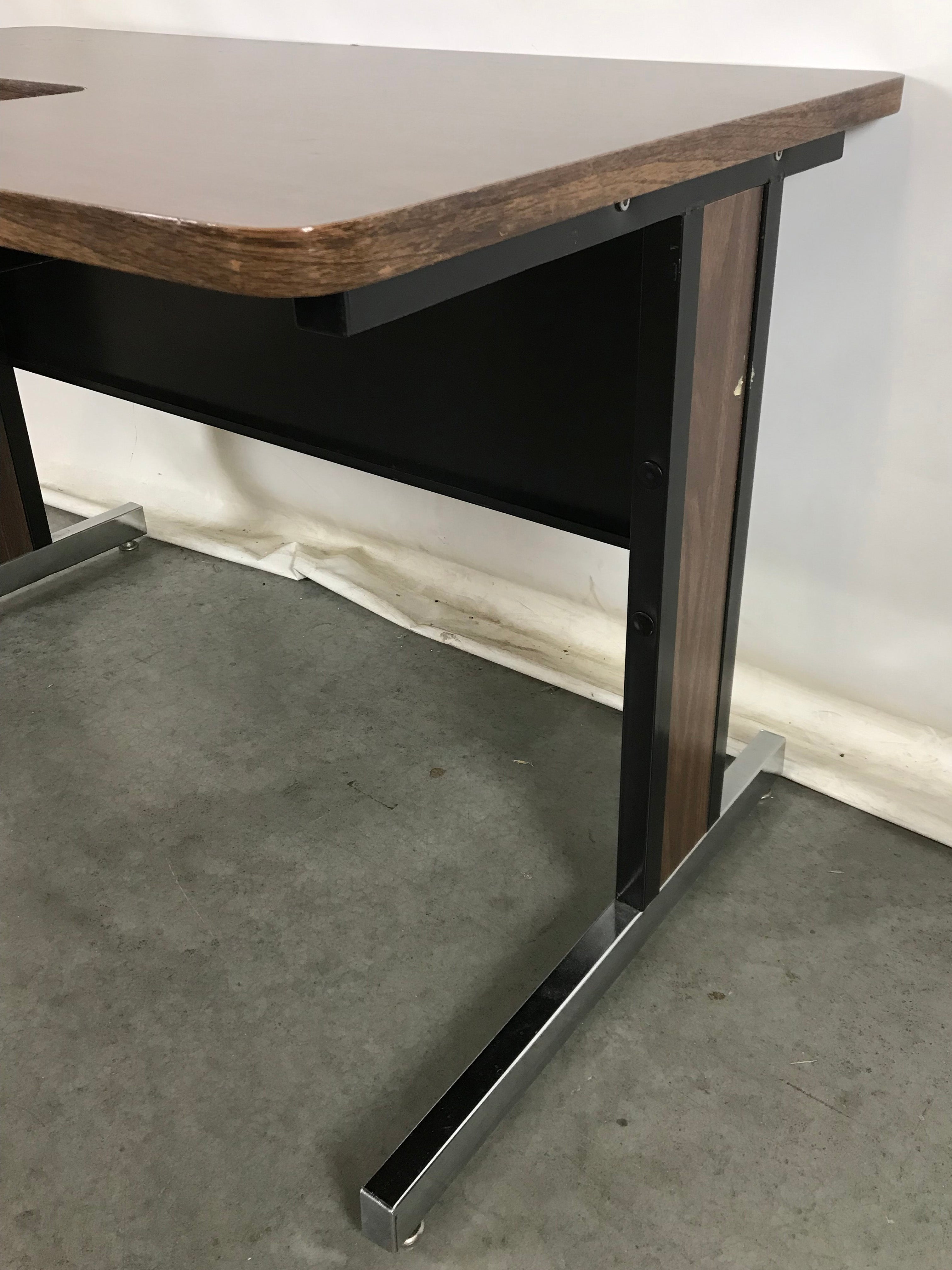 Dark Brown Wood Patterned Platform Desk