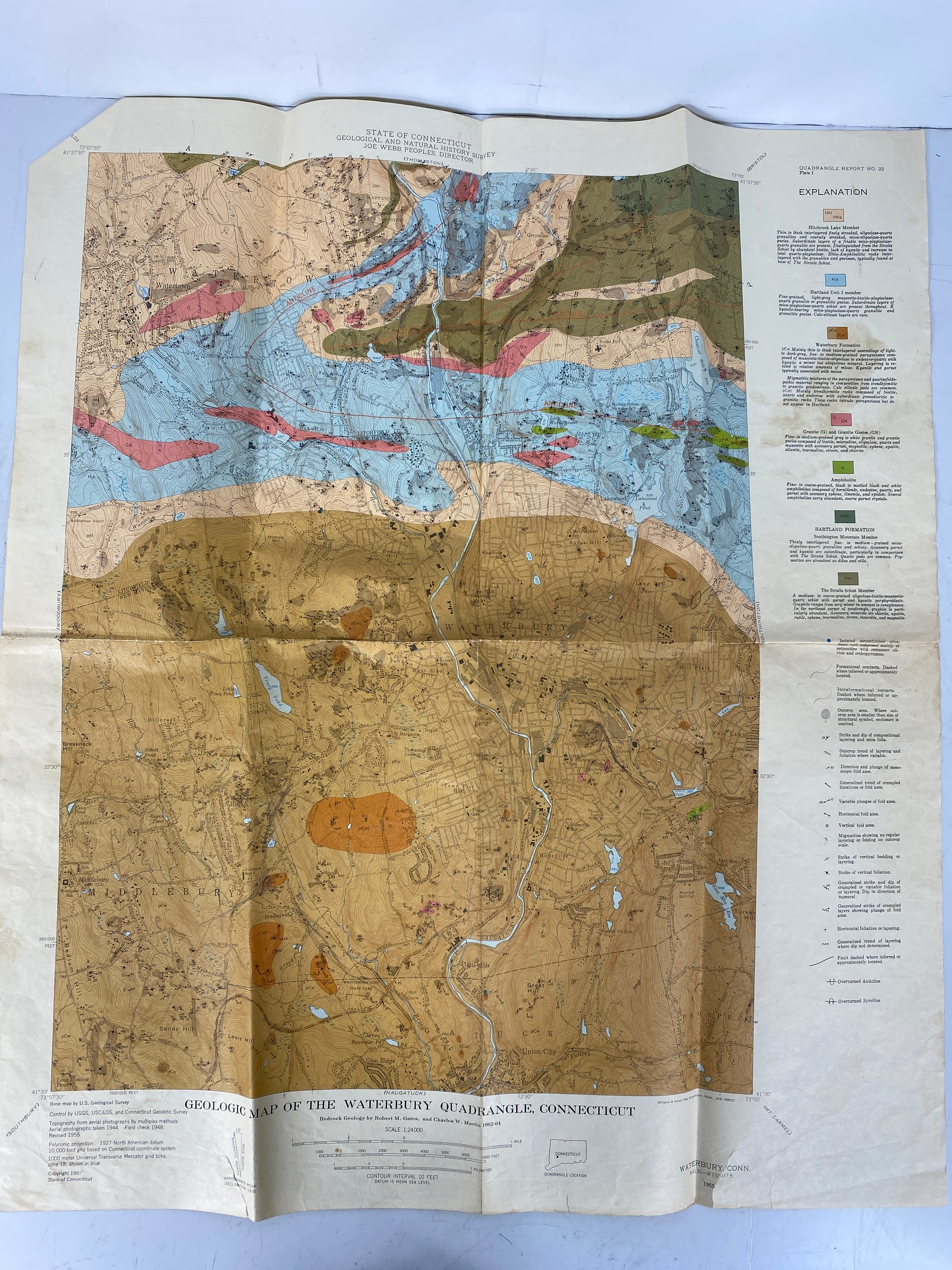 Lot of 5 Vtg US Geological Survey Maps of New York & Connecticut 1960-1979