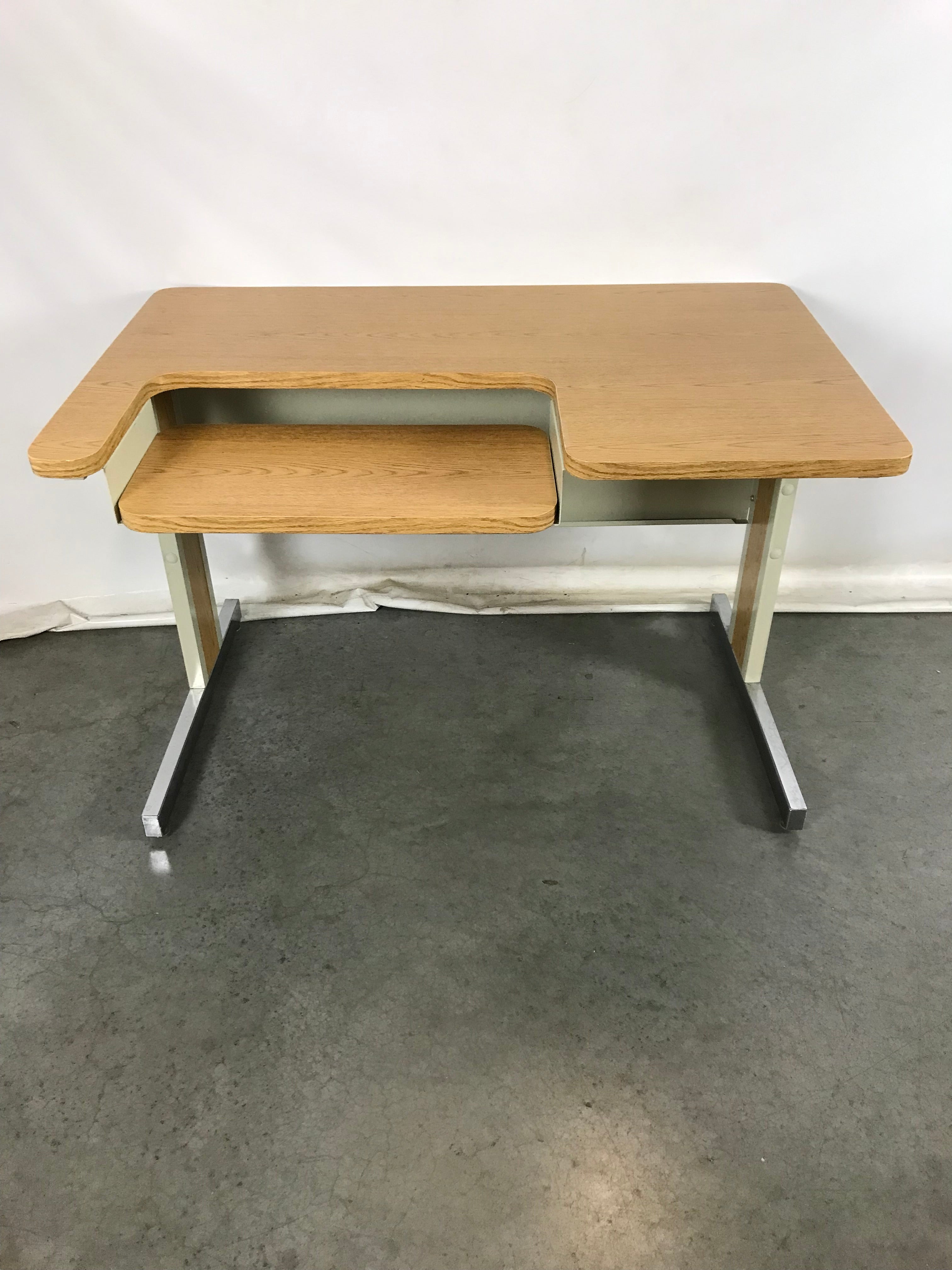 Light Brown Wood Patterned Platform Desk