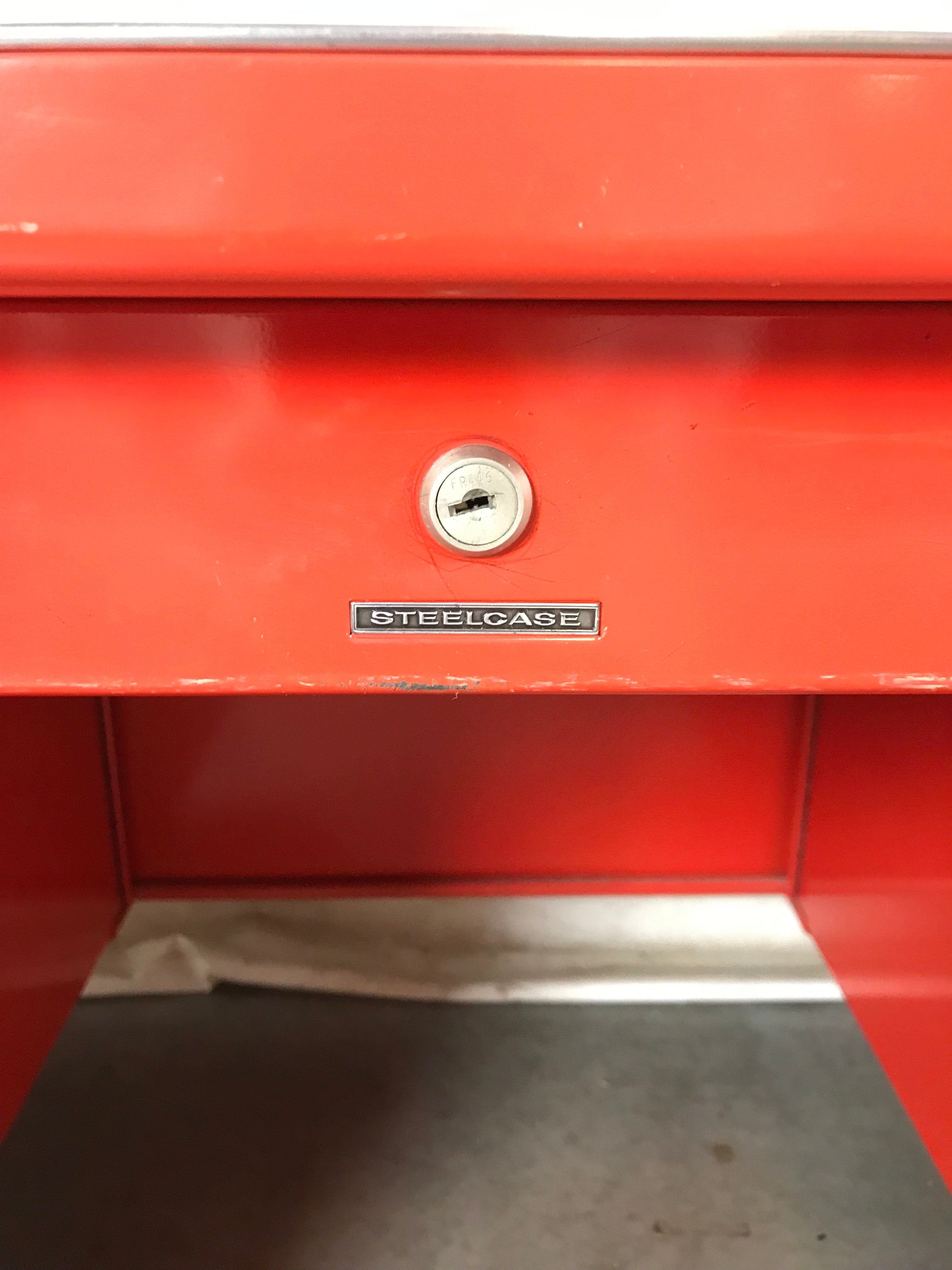 Vintage Steelcase Red Tanker Desk