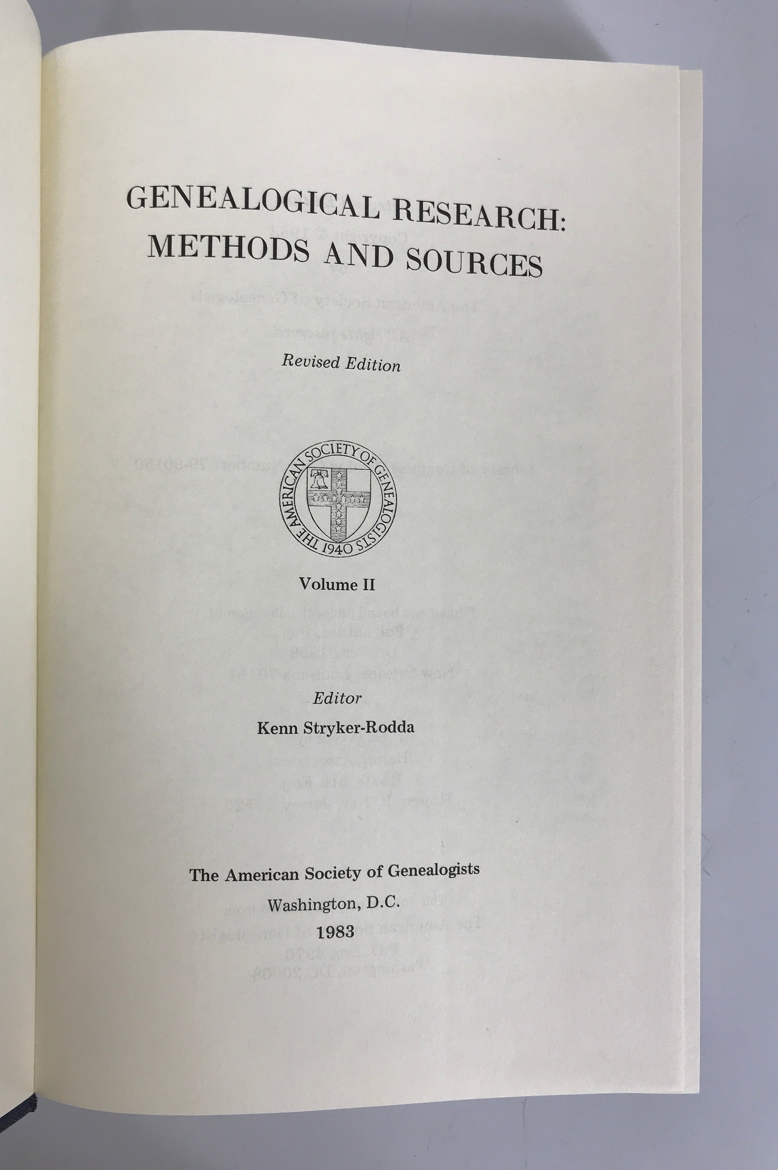 2 Vol Set Genealogical Research Methods and Sources 1966/1983 HC