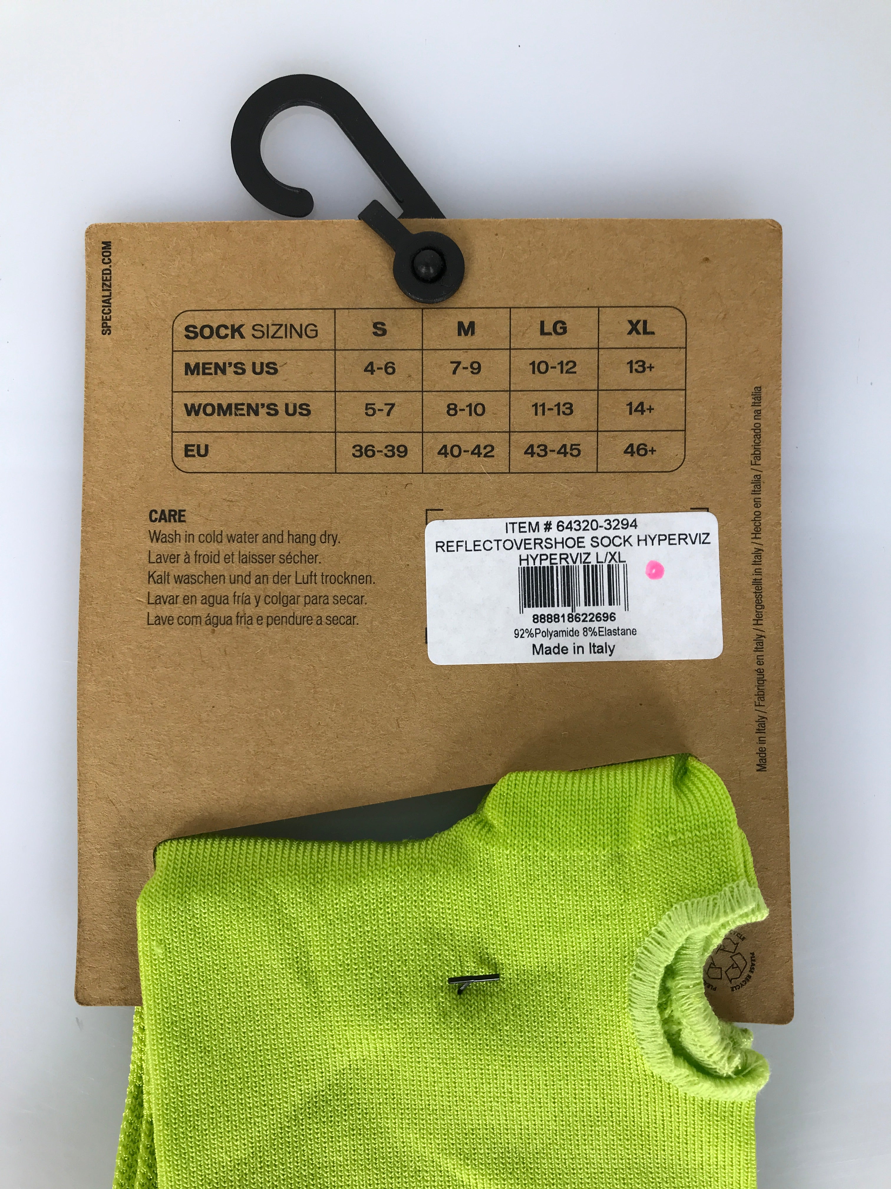 Specialized HyprViz Reflect Overshoe Green Socks Size S/M NWT