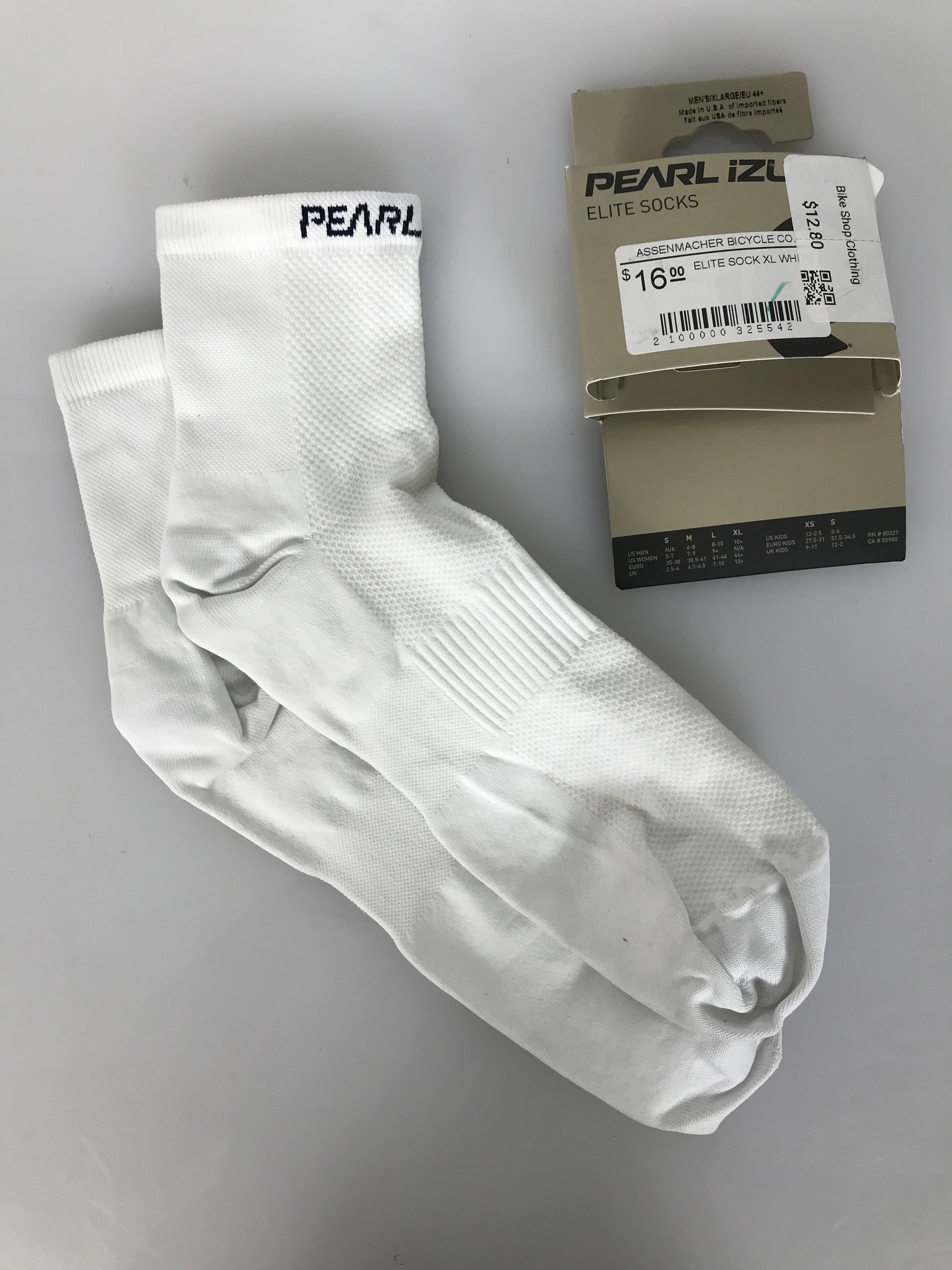 Pearl iZUMi White Elite Socks Men's Size XL NWT