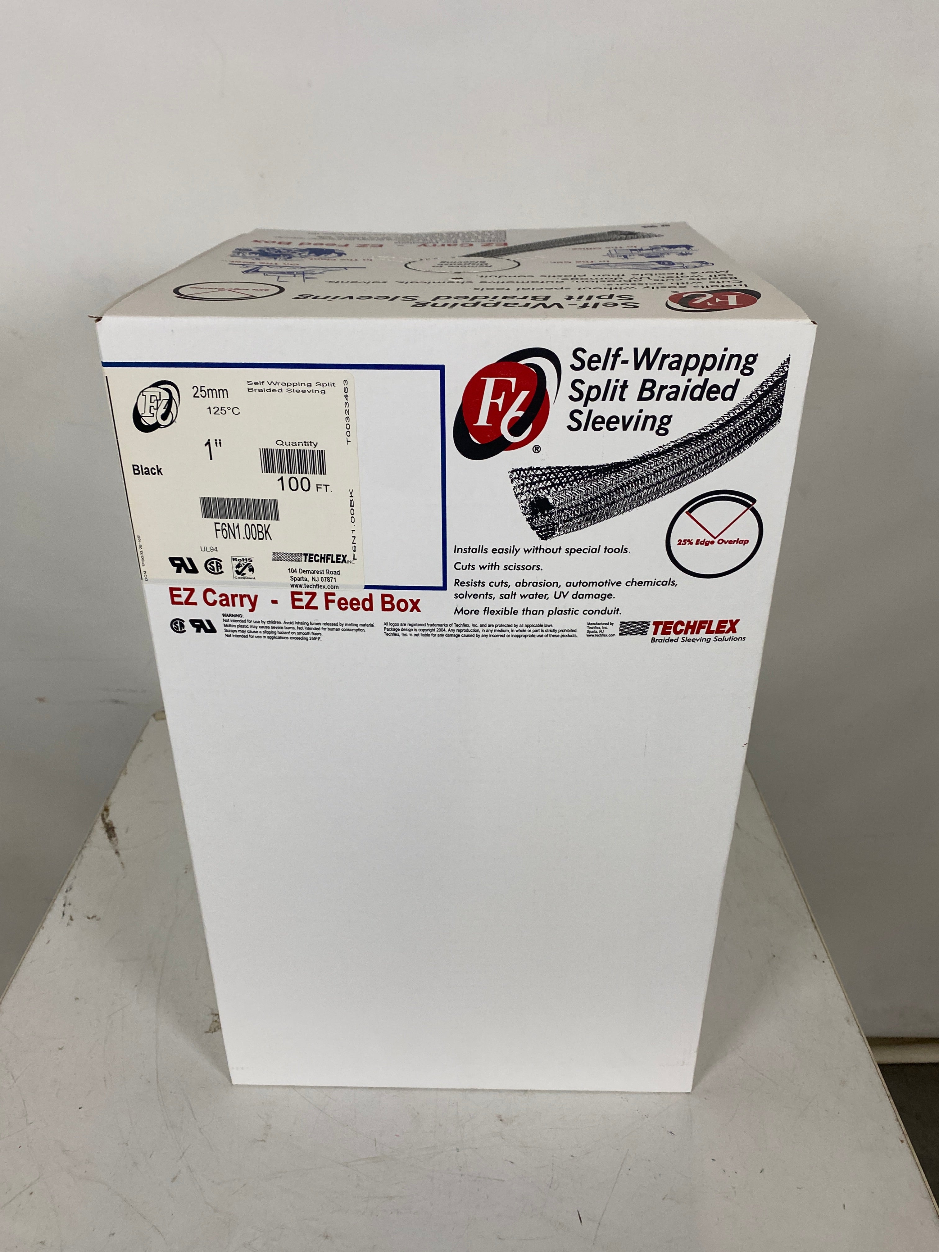 F6 100ft 1" Self Wrapping Split Braided Sleeving