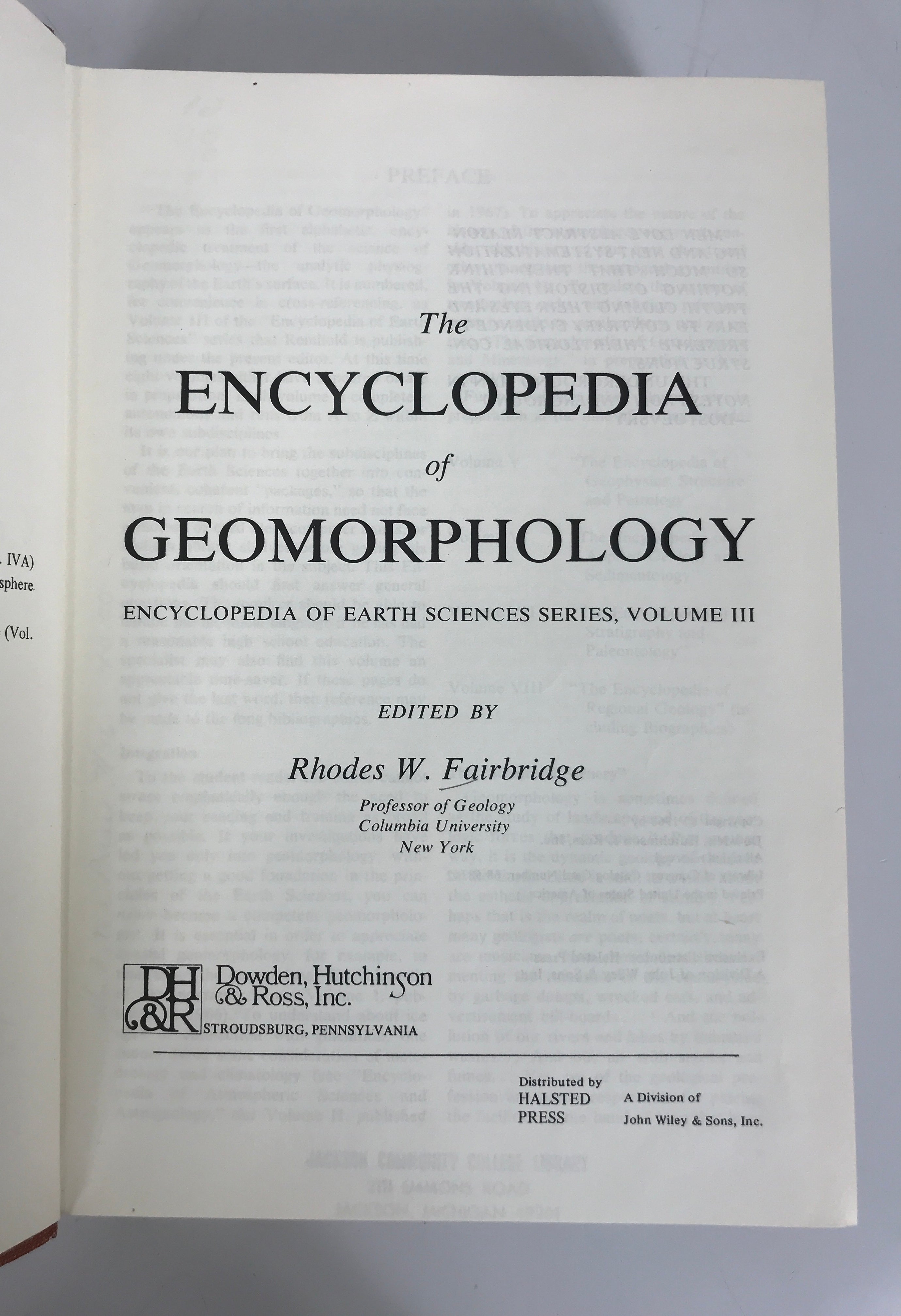 The Encyclopedia of Geomorphology Fairbridge 1968 HC Ex-Library