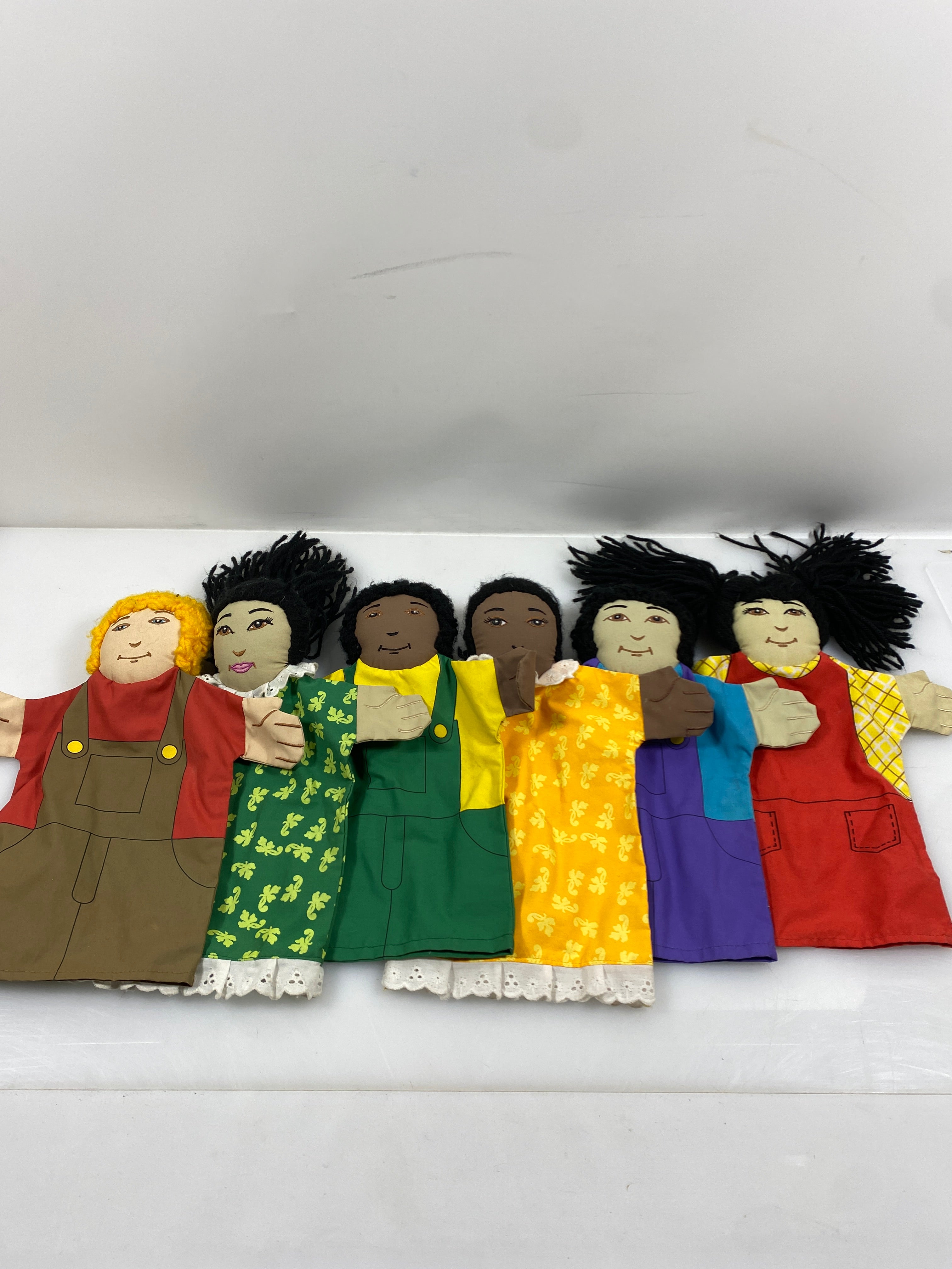 Lot of 6 Lakeshore Learning Fabric Plush Hand Puppets