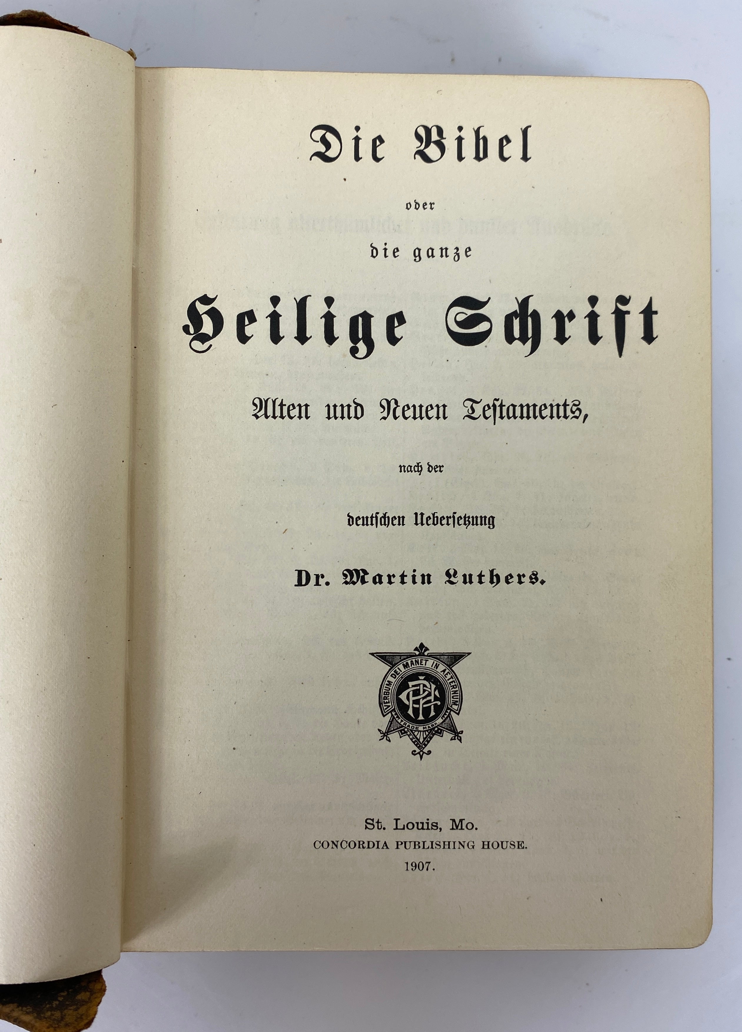 Antique German Language Bible 1907 "Die Bibel" Concordia Leather Bound