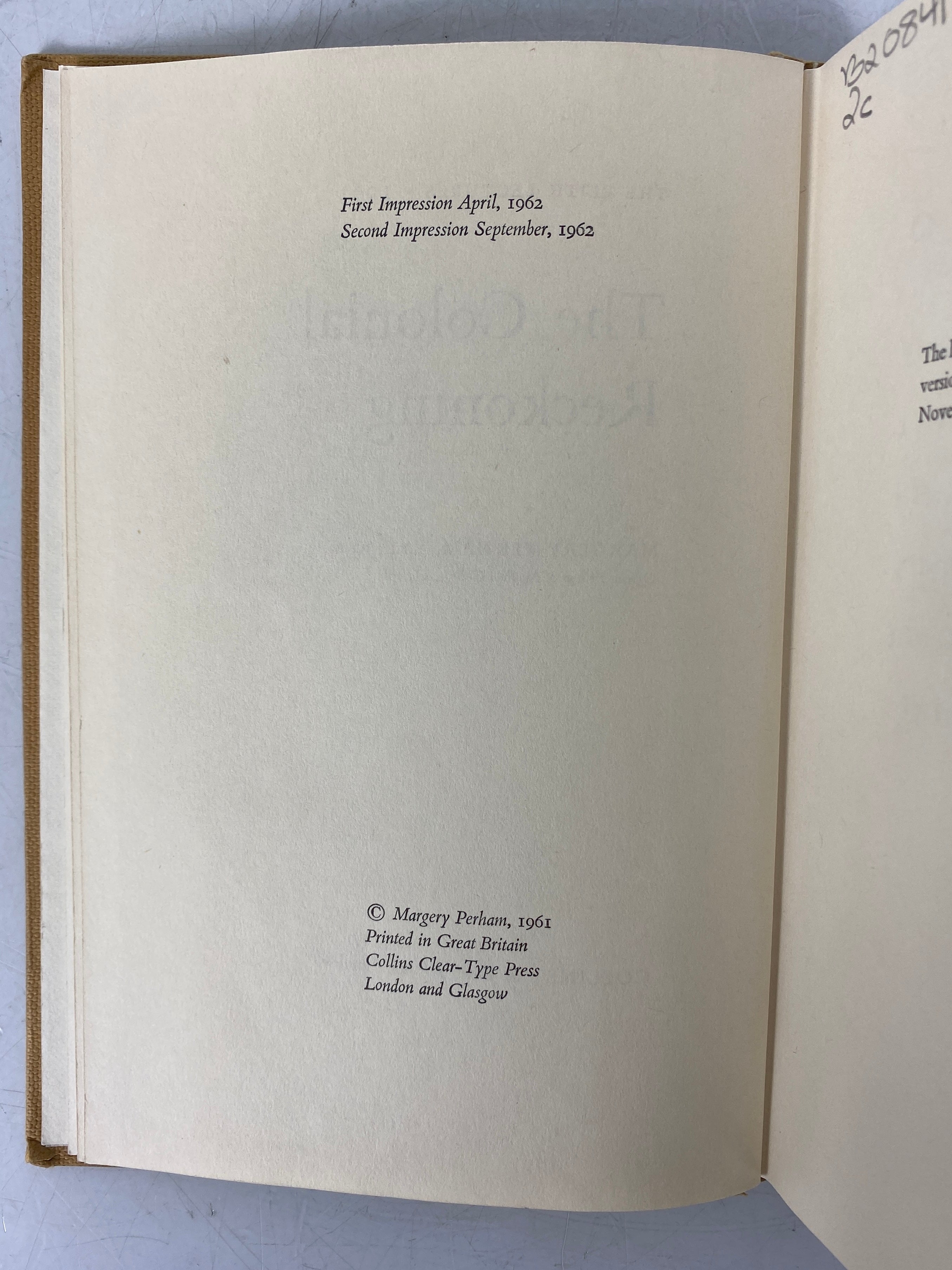 2 Margery Perham: The Colonial Reckoning/Colonial Sequence 1930-1949 Ex-Library