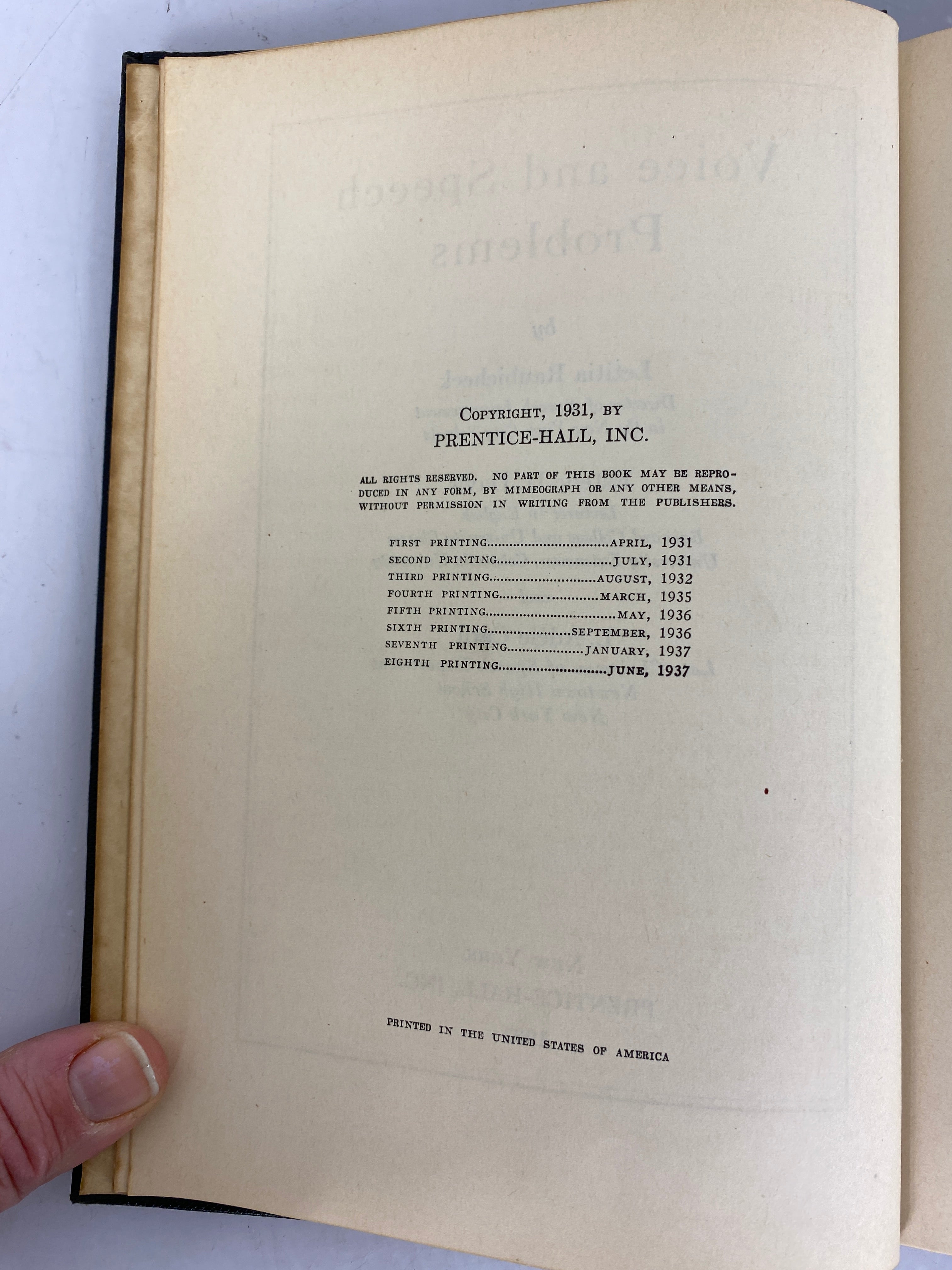 Voice and Speech Problems by Raubicheck, Davis, and Carll 1937 HC