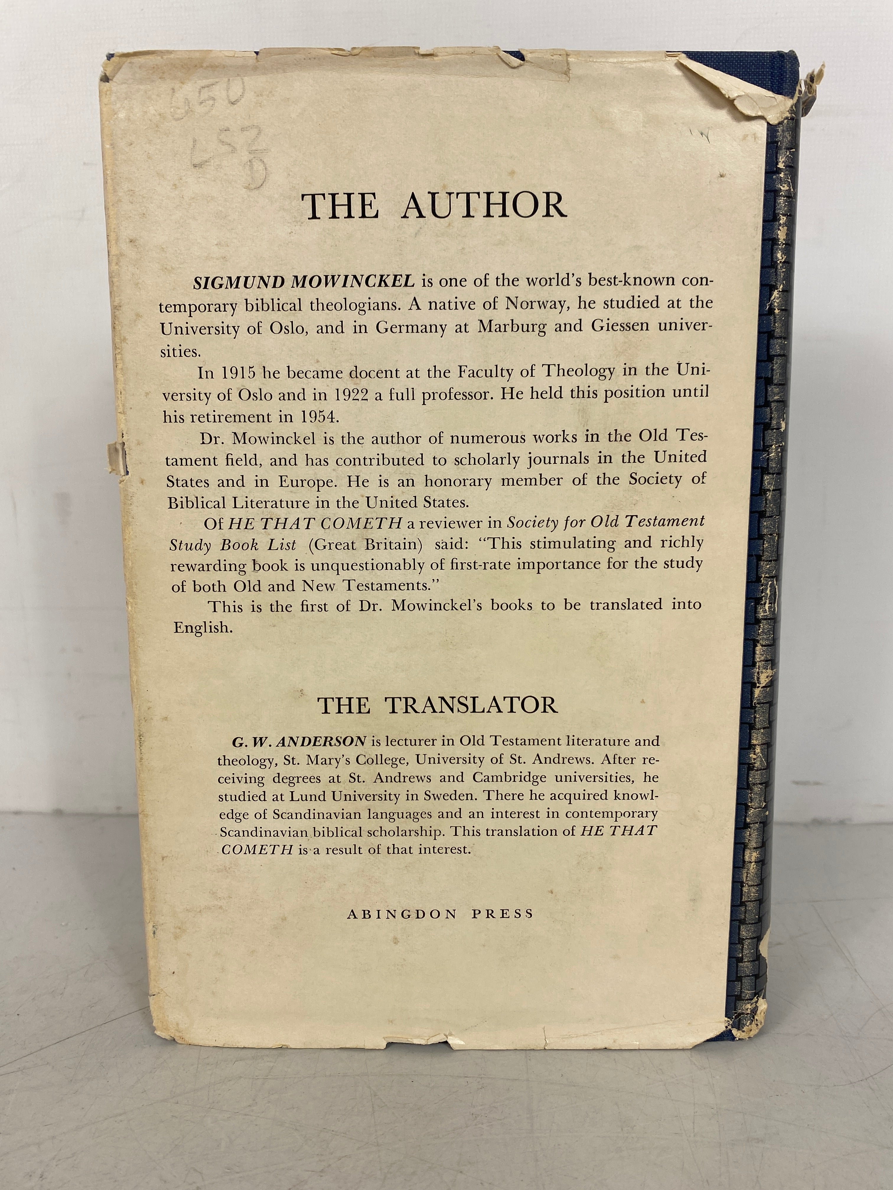 He That Cometh Mowinckel/Anderson American Edition HC DJ