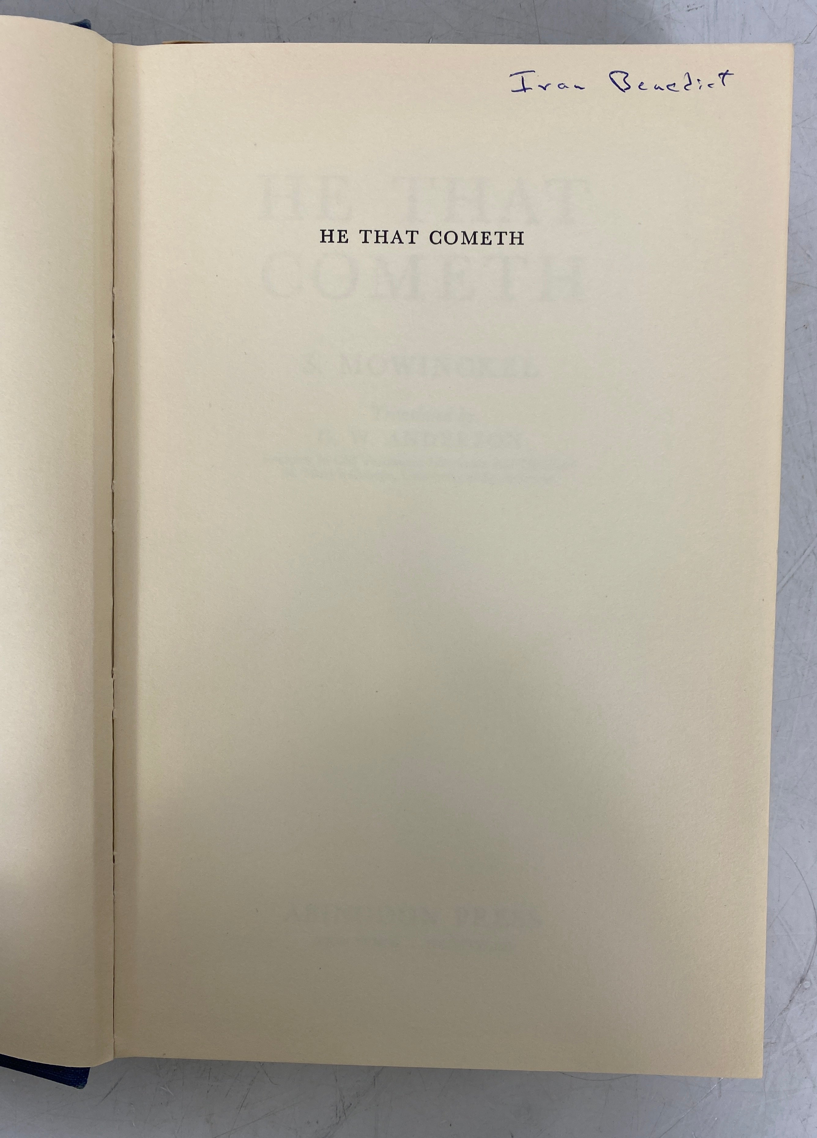 He That Cometh Mowinckel/Anderson American Edition HC DJ