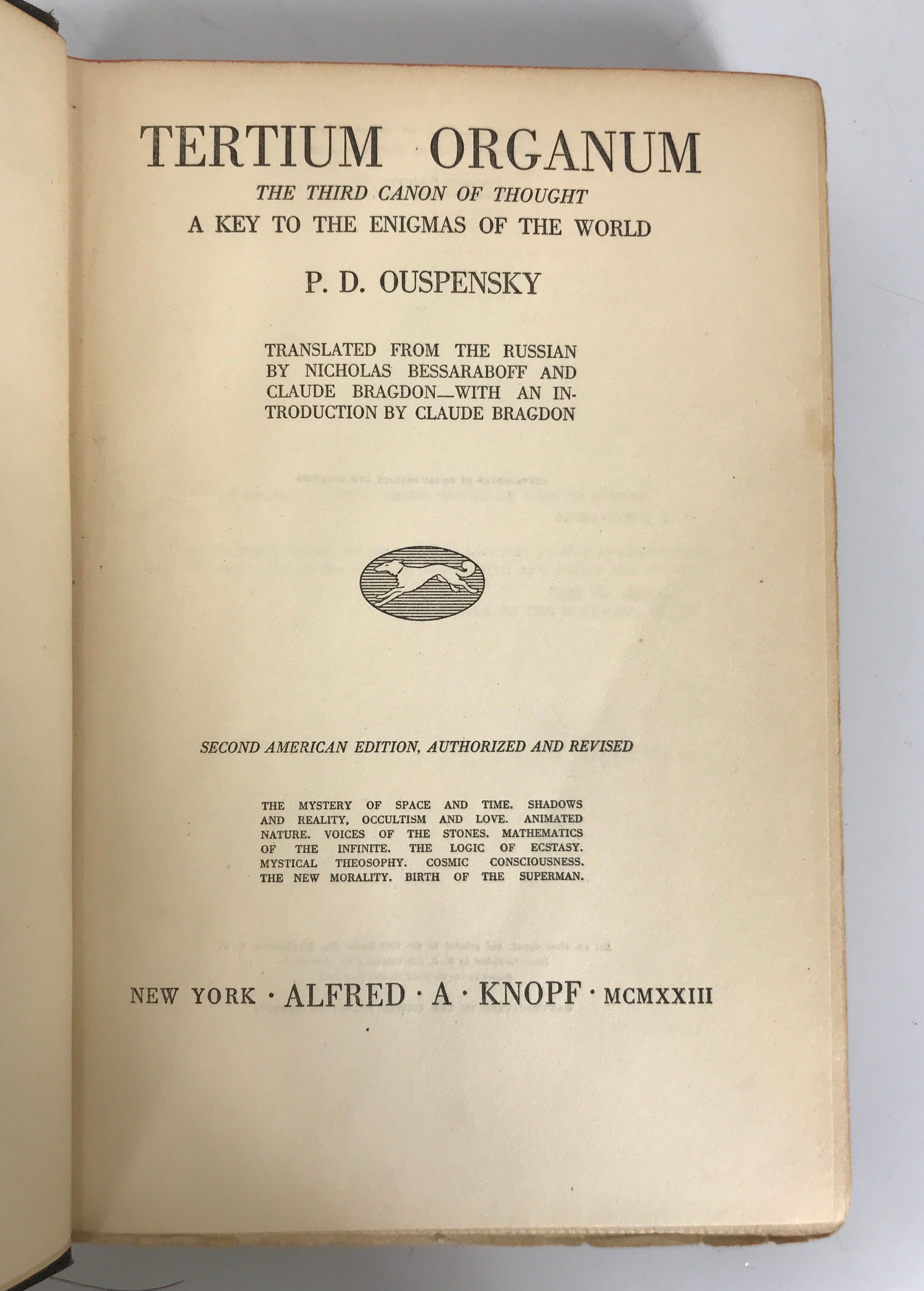 Tertium Organum P.D. Ouspensky Enigmas of the World 1923 HC