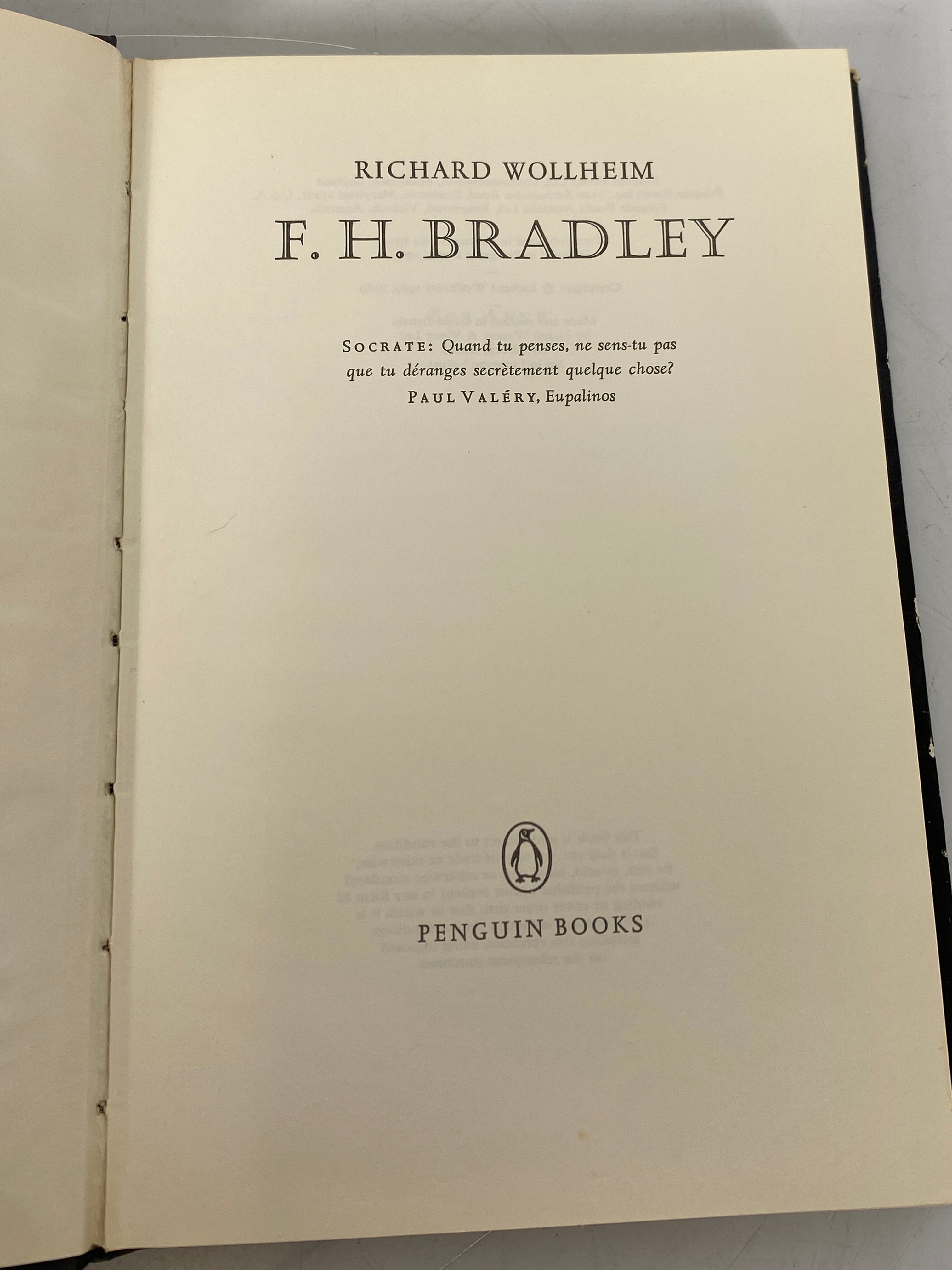F.H. Bradley by Richard Wollheim 1969 Peregrine Books Vintage HC DJ